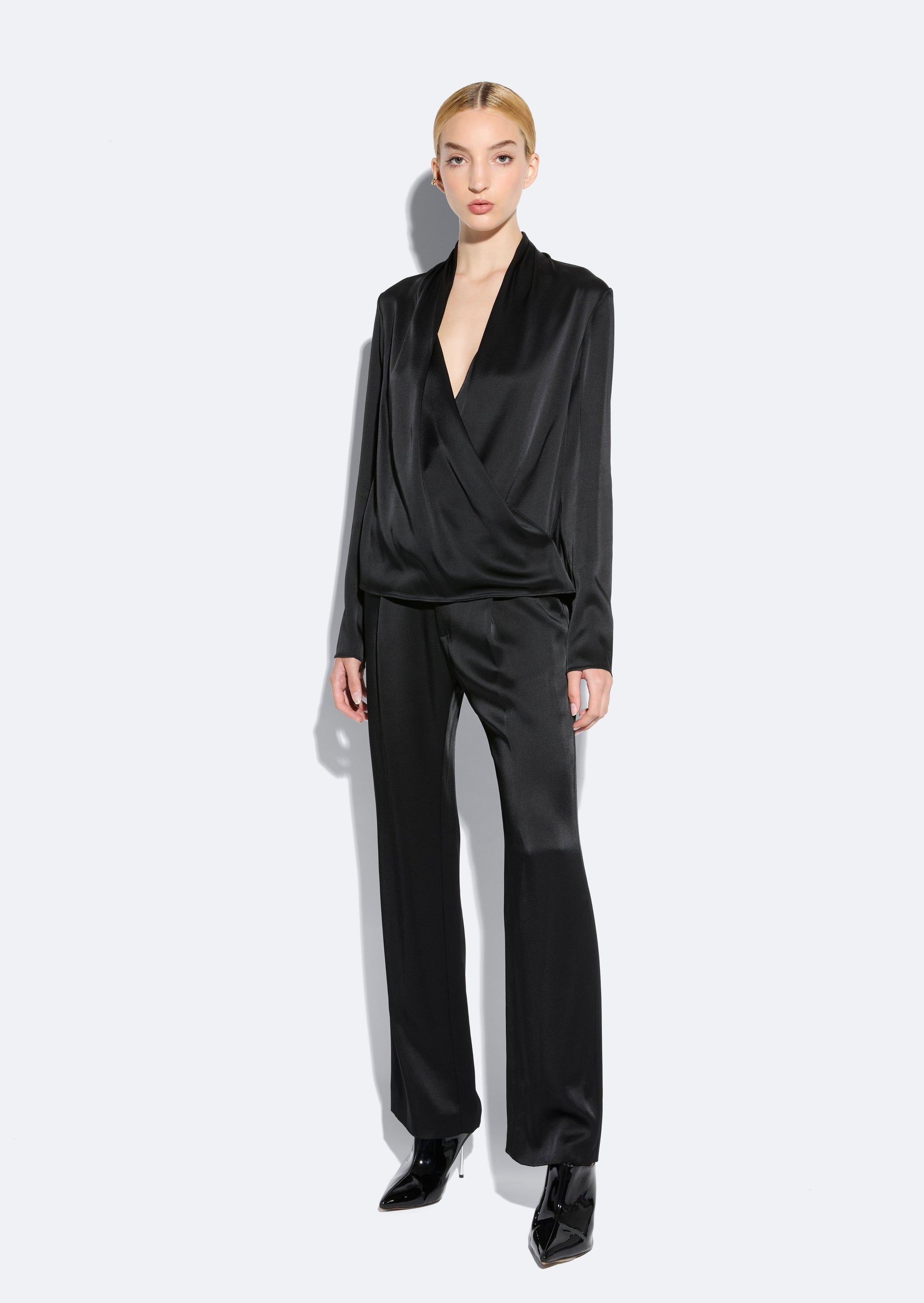 Satin Tapered Pleated Pant