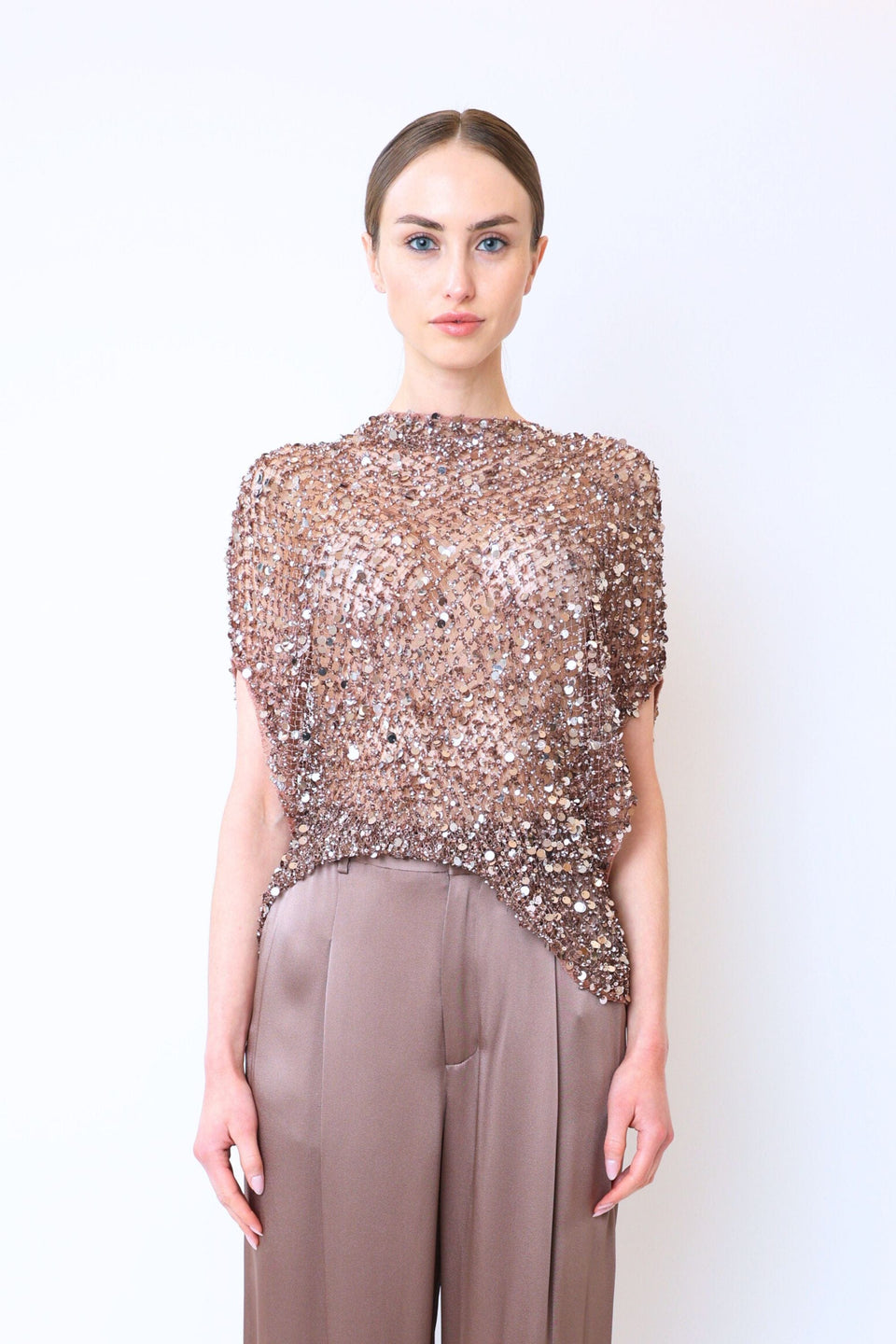 Net Mesh Sequin Cape Tee - LAPOINTE