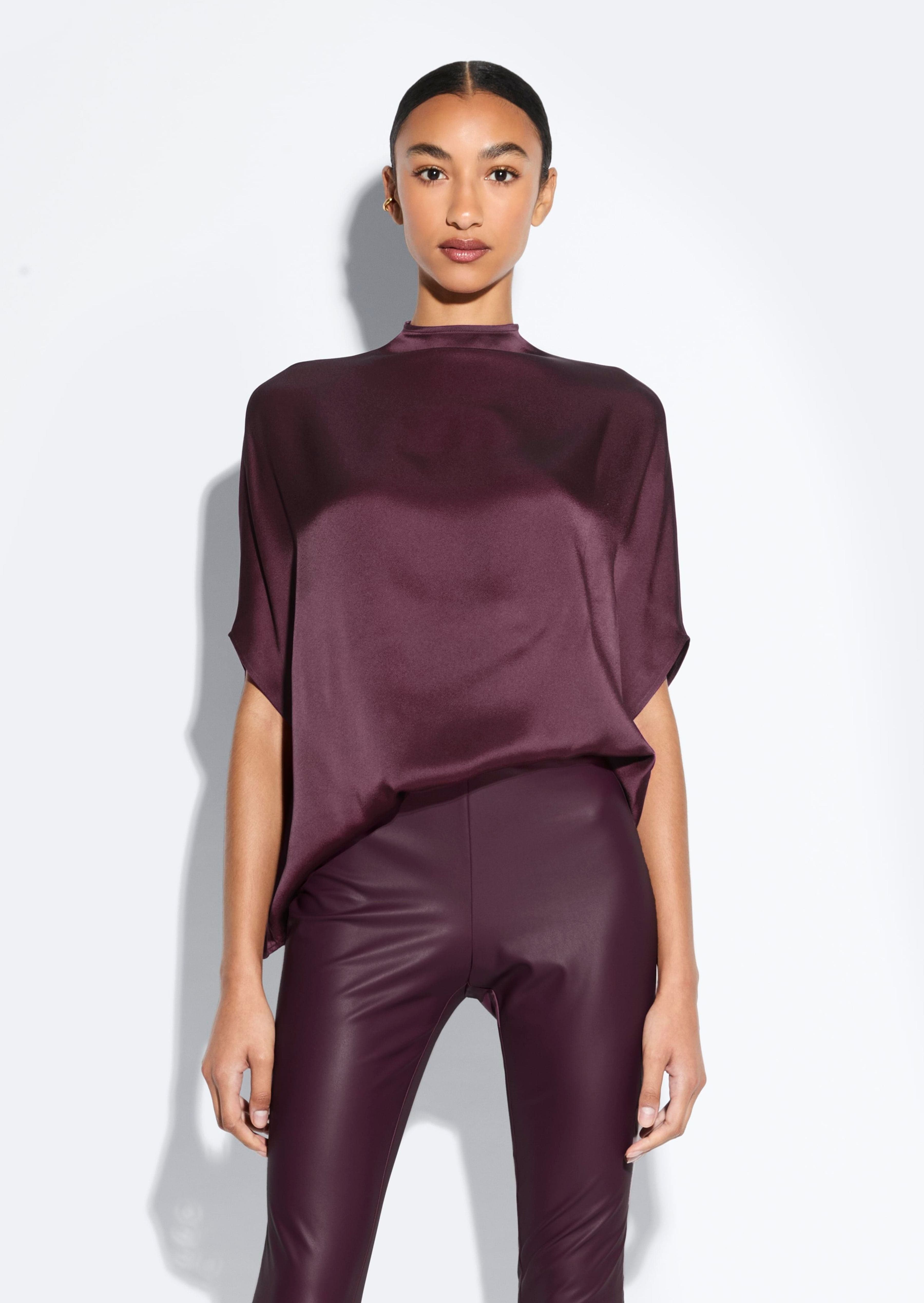 Satin Cape Tee in Black Black | LAPOINTE