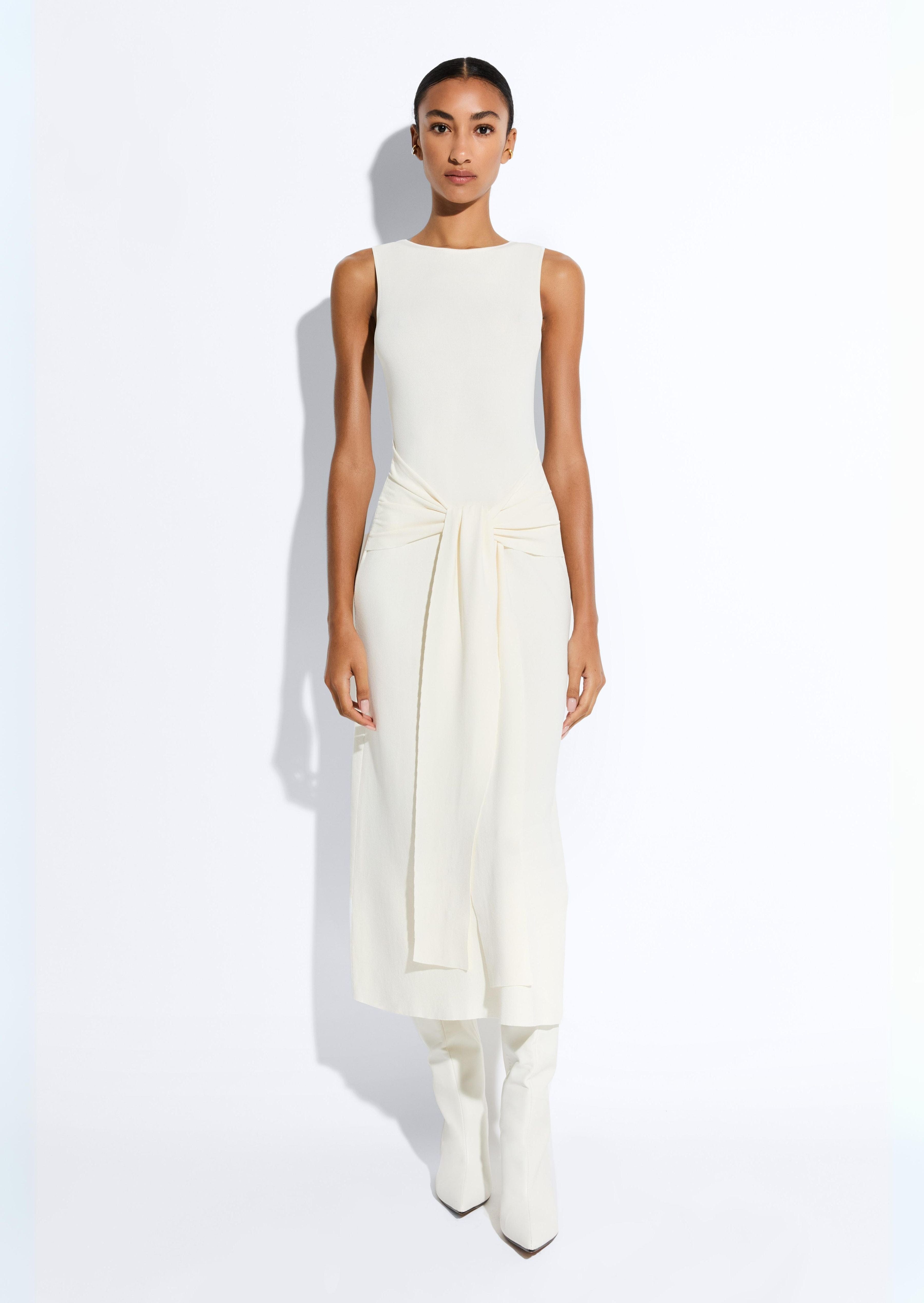 Lapointe Viscose Waist Tie Dress | Cream / Xs Lapointe Viscose Waist Tie Dress | Cream / Xs
