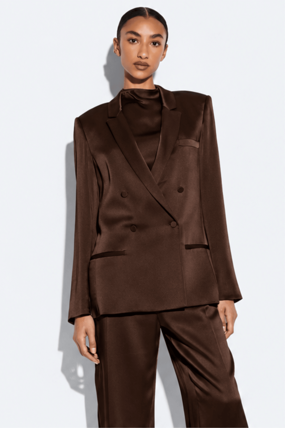 Satin Double Breasted Blazer - LAPOINTE