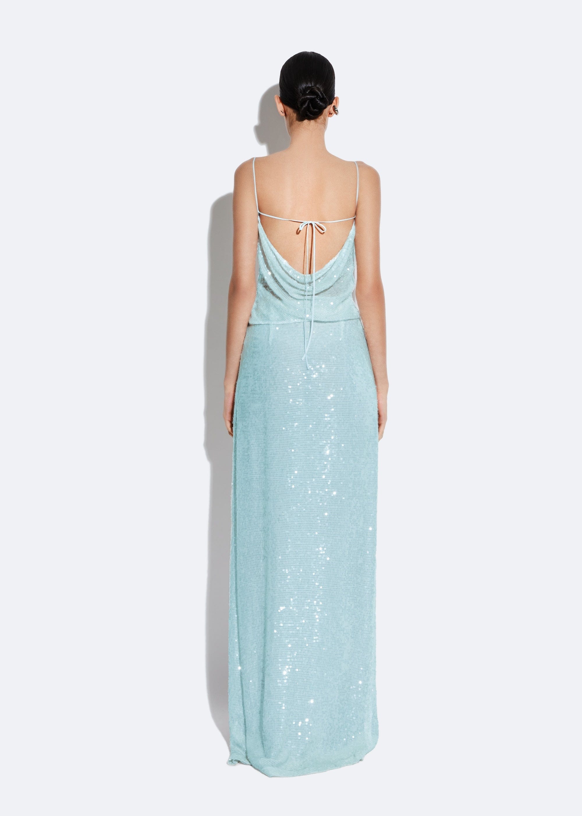 Sequin top maxi dress with chiffon skirt top