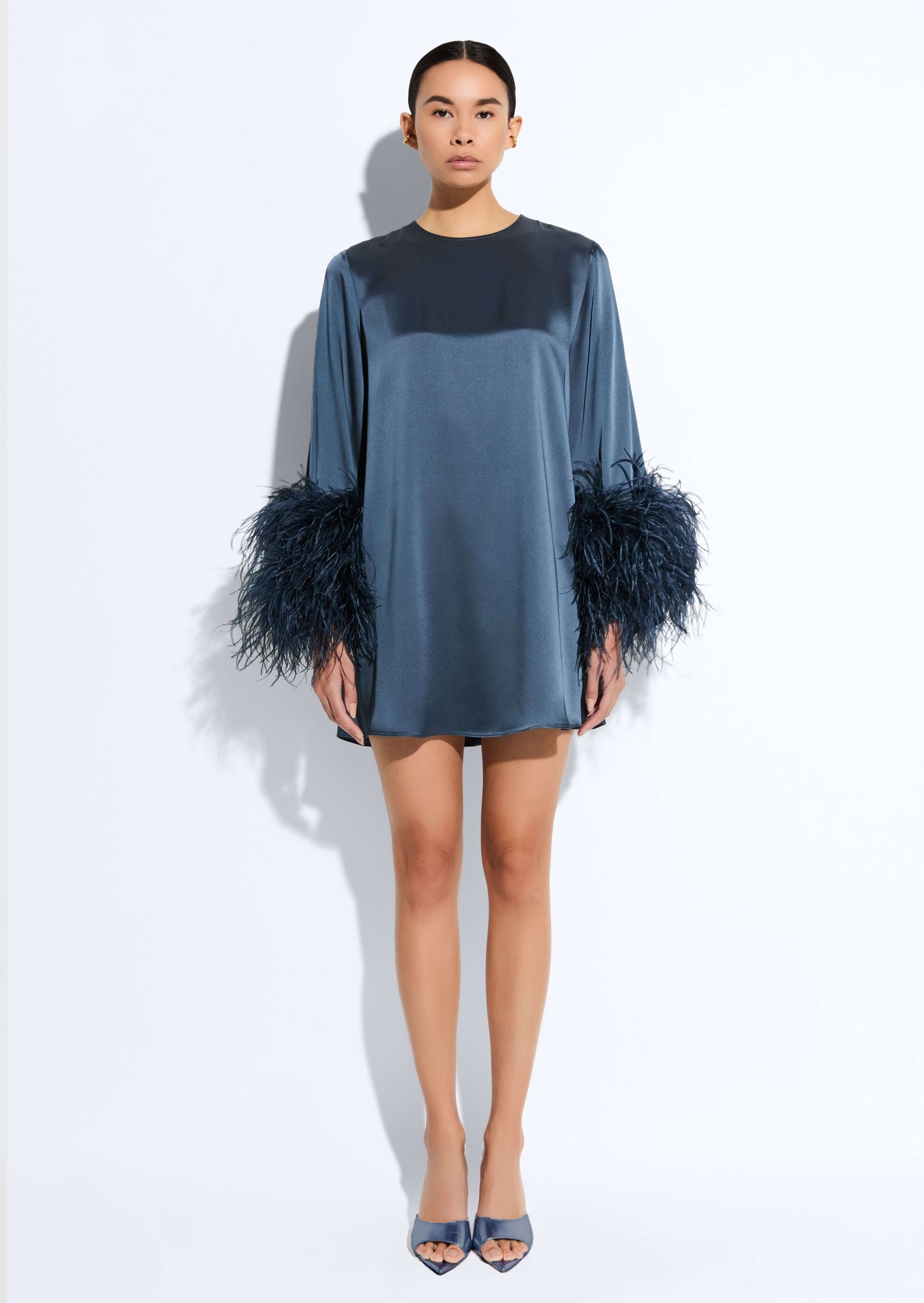 Lapointe Satin Dress With Feathers | Cream / S Lapointe Satin Dress With Feathers | Cream / S