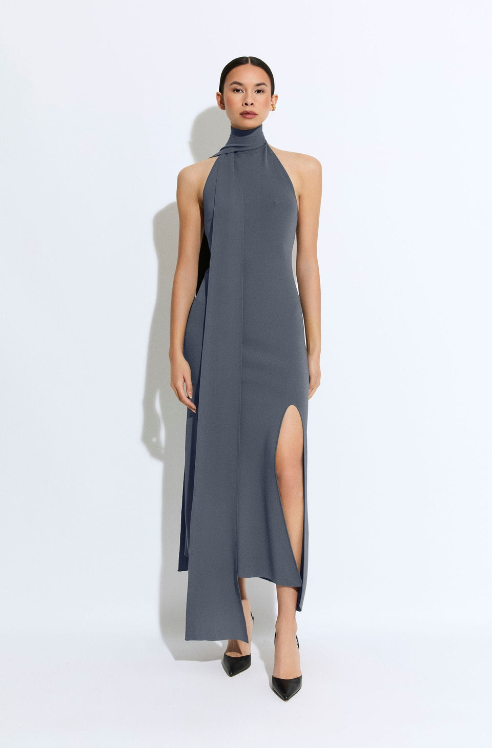 Matte Viscose Halterneck Dress
