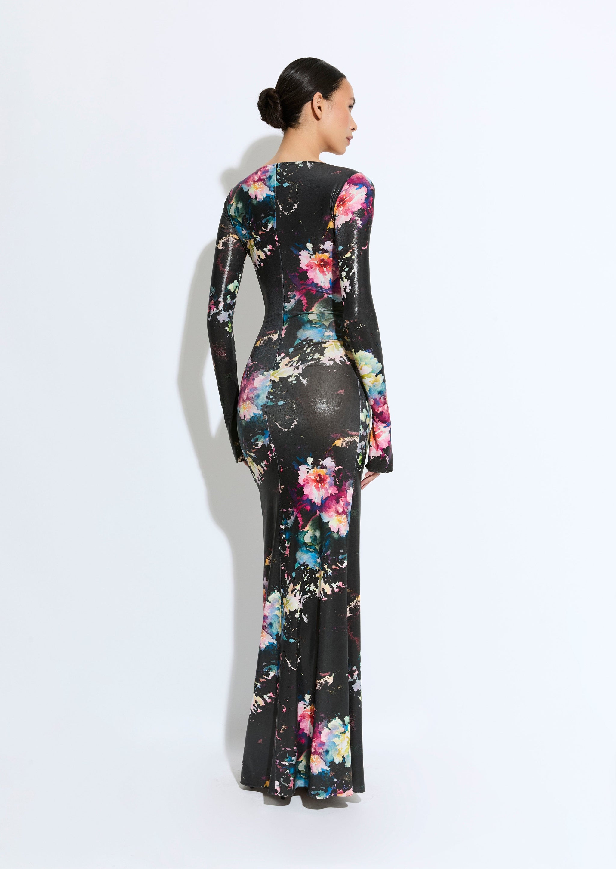 Floral Jersey Boatneck Gown - LAPOINTE