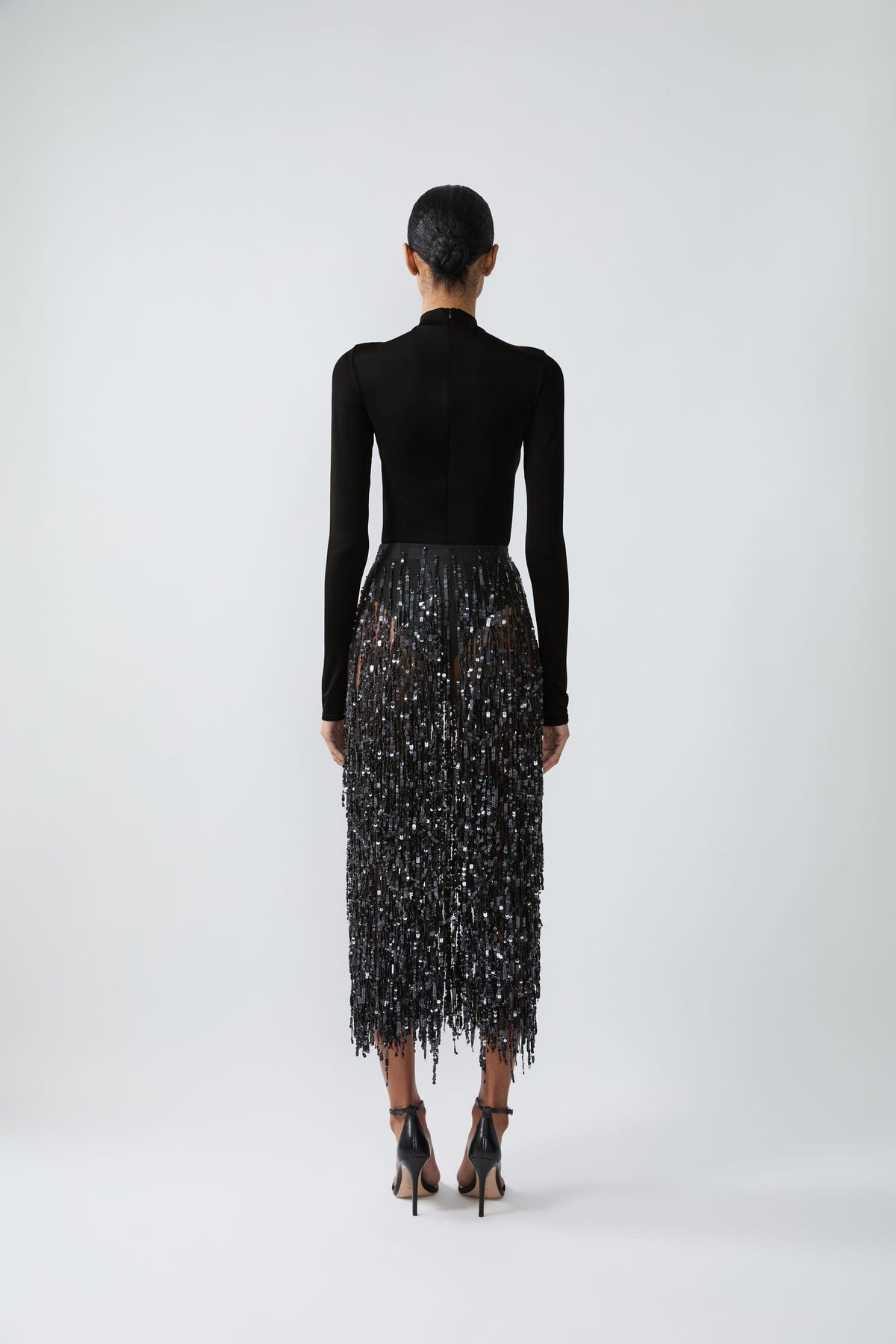 Fringe Sequin Pencil Skirt - LAPOINTE