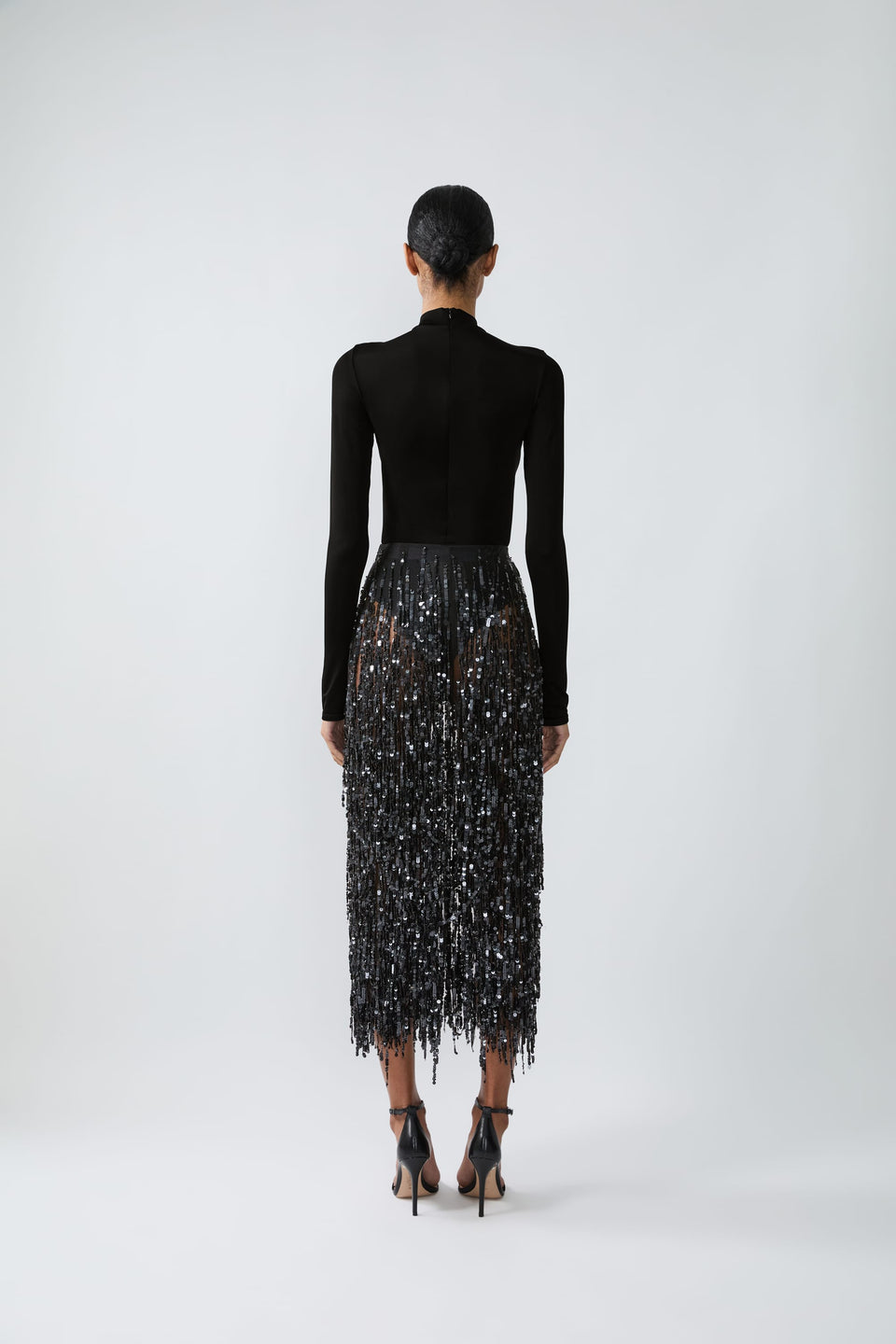 Fringe Sequin Pencil Skirt - LAPOINTE