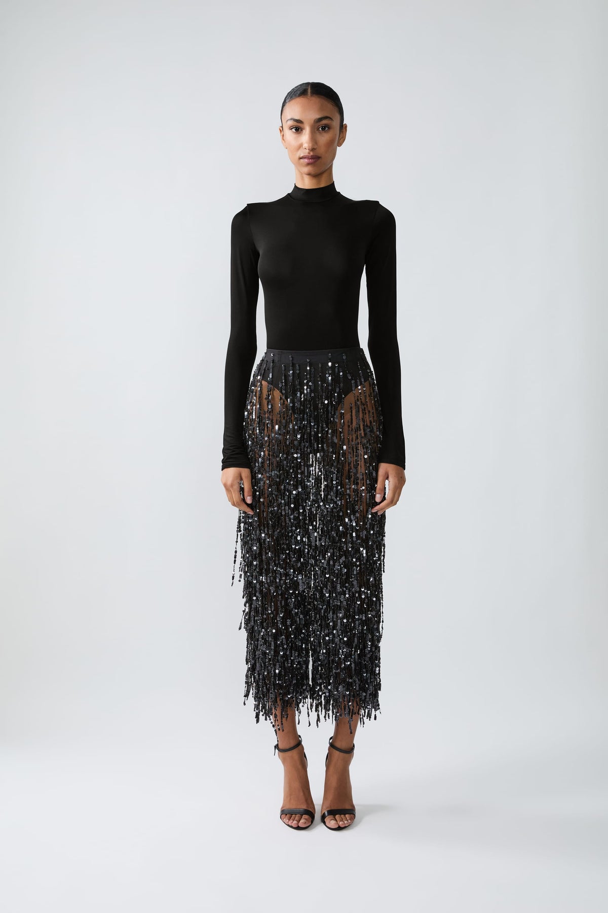 Fringe Sequin Pencil Skirt - LAPOINTE