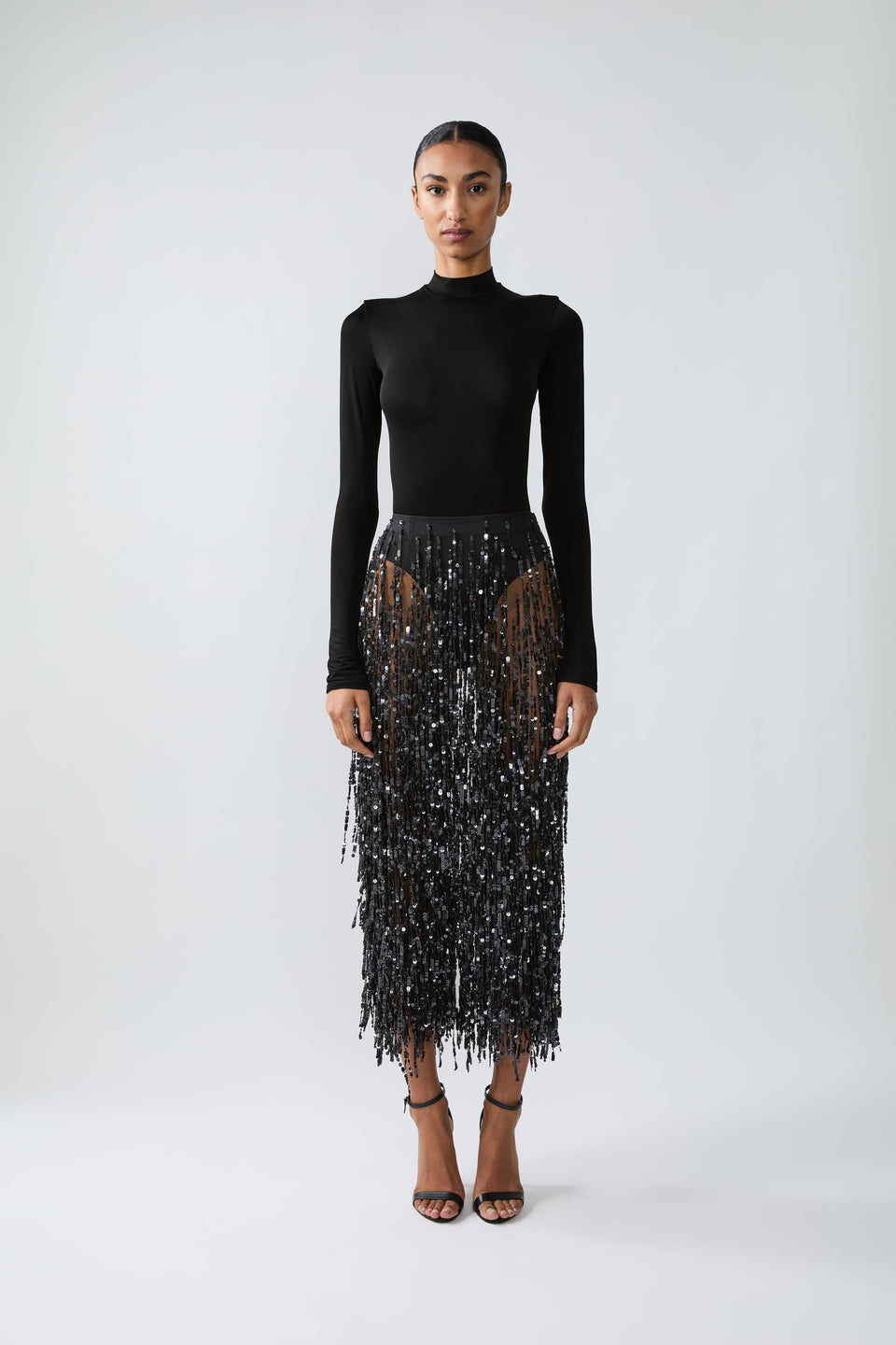 Fringe Sequin Pencil Skirt - LAPOINTE
