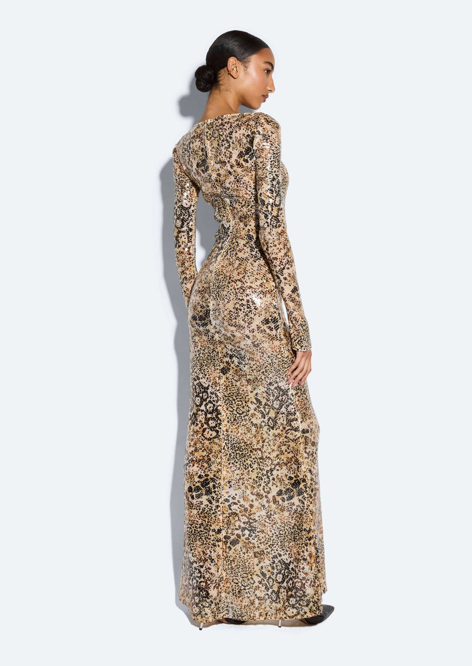 Leopard Sequin Boatneck Gown - LAPOINTE