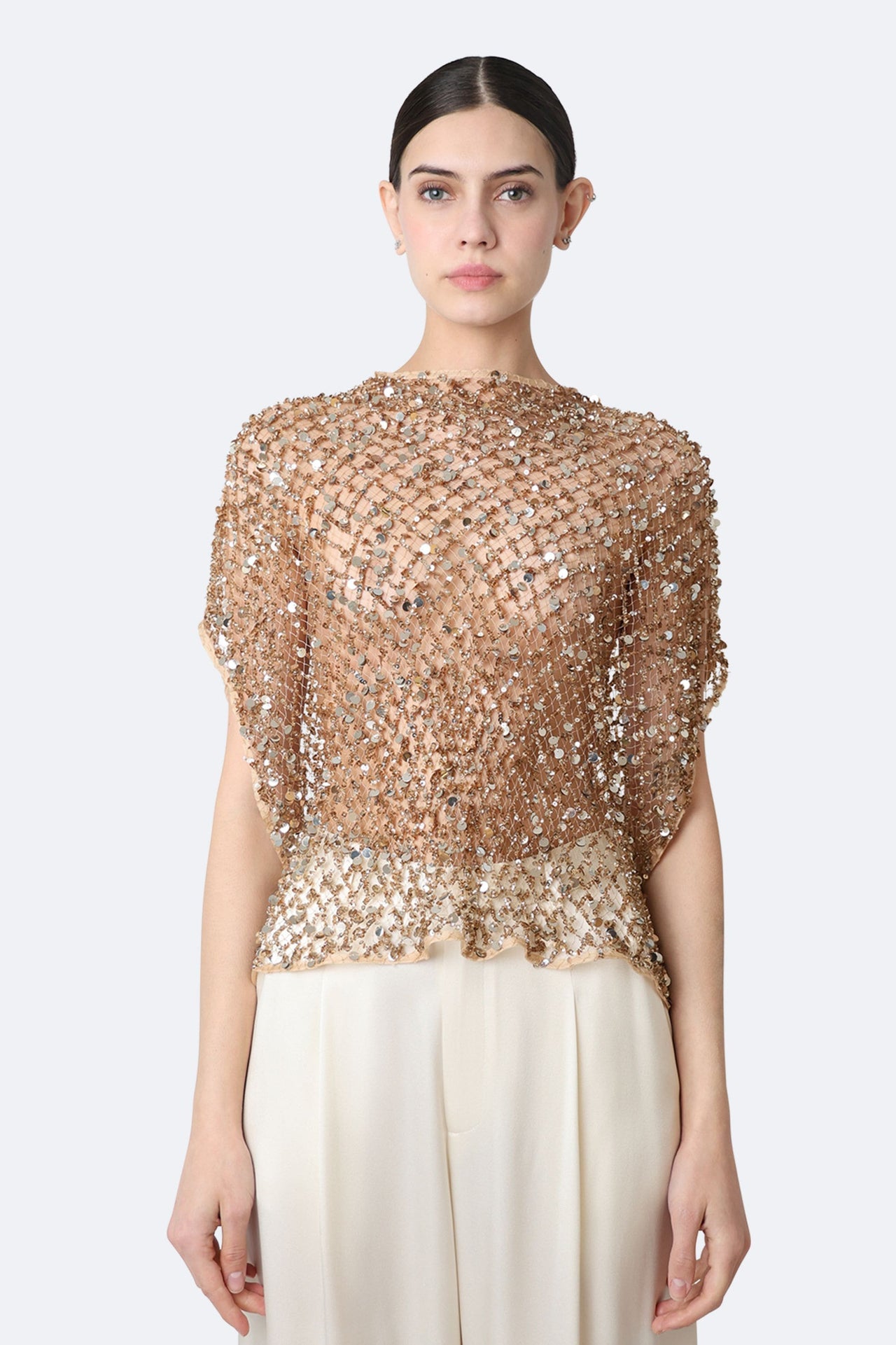 Net Mesh Sequin Cape Tee