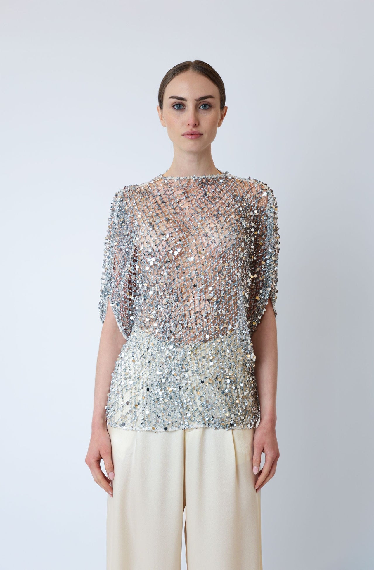 Net Mesh Sequin Cape Tee - LAPOINTE