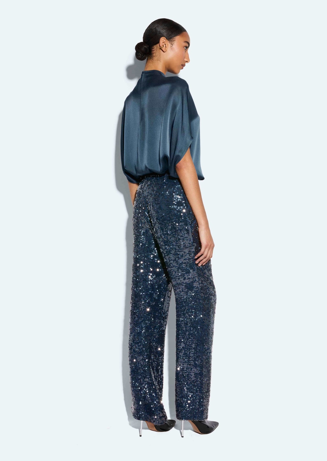 Sequin Tapered Pleated Pant