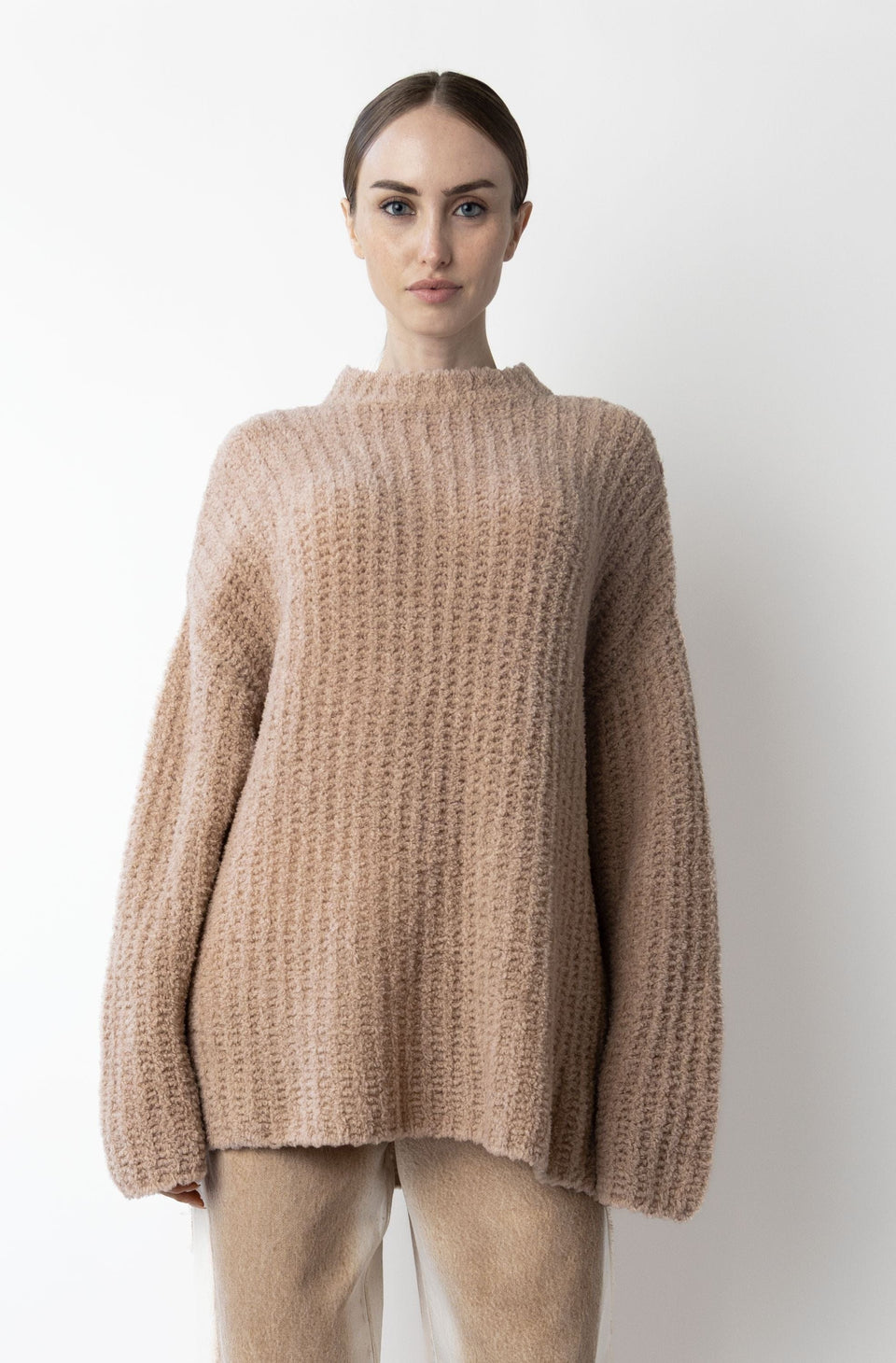 Plush Boucle Oversized Crew Neck