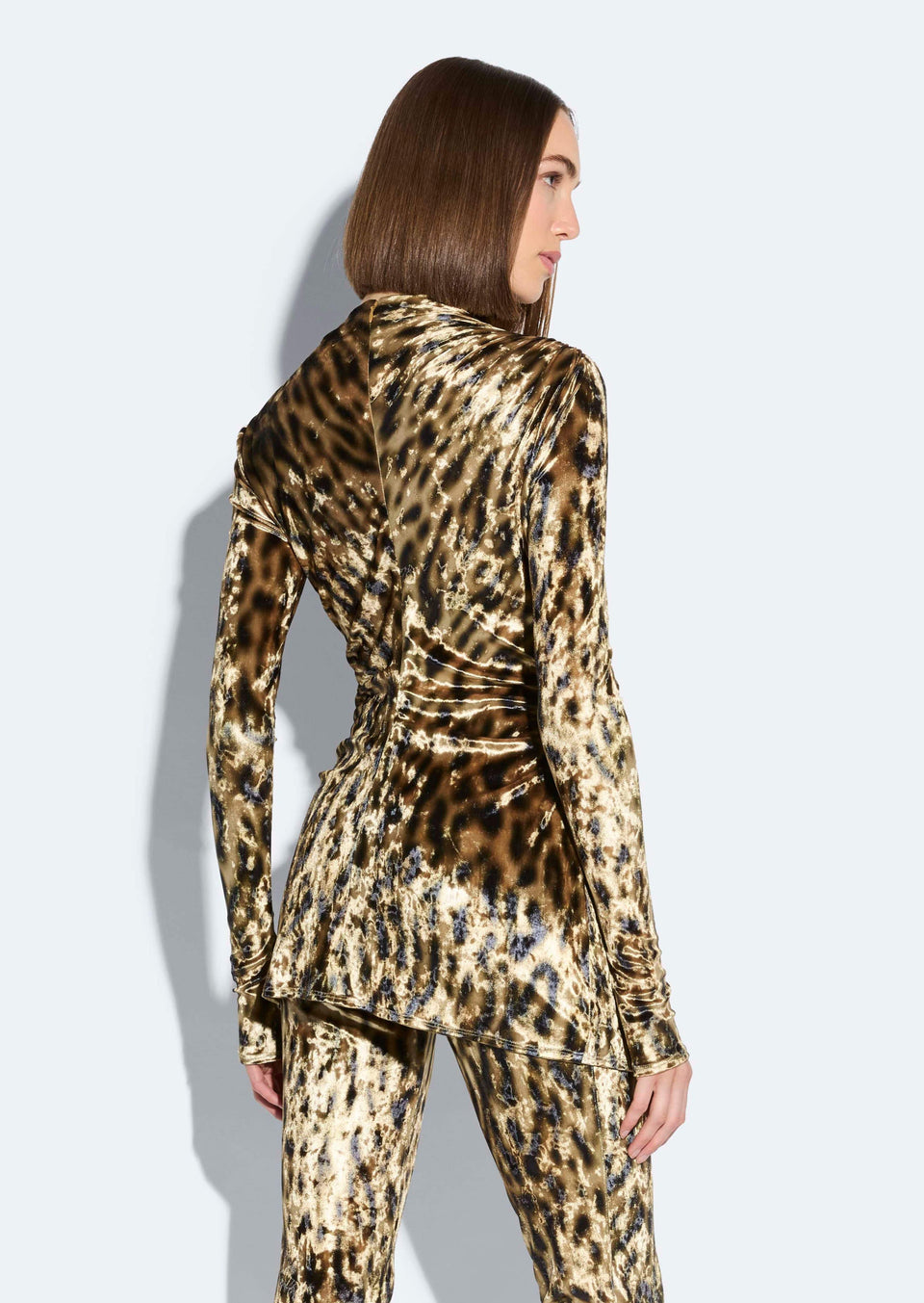 Velvet Leopard Draped Top