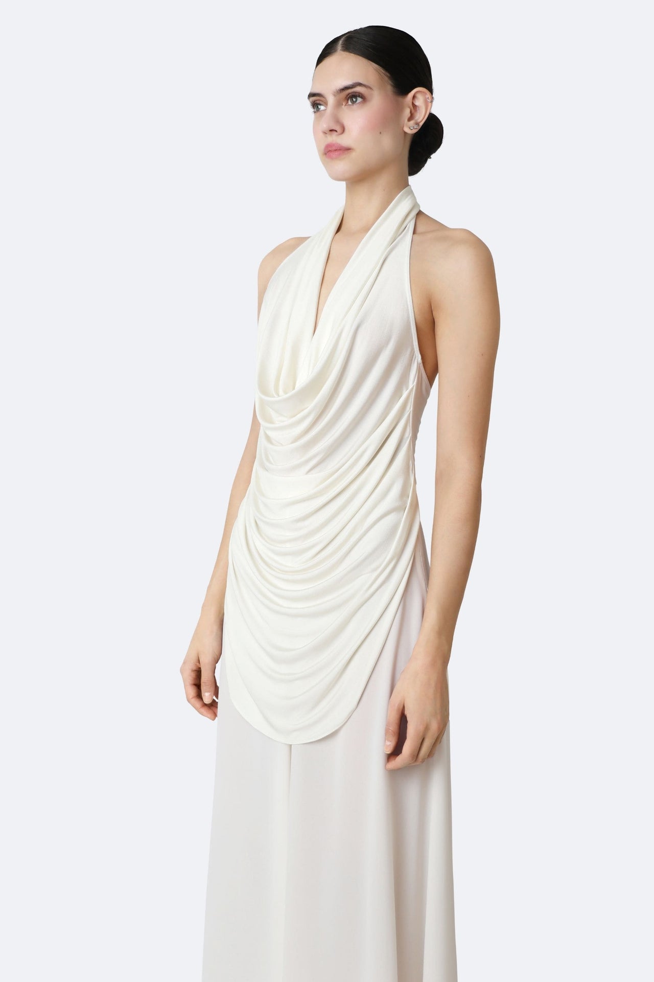 Jersey Draped Cowl Neck Top