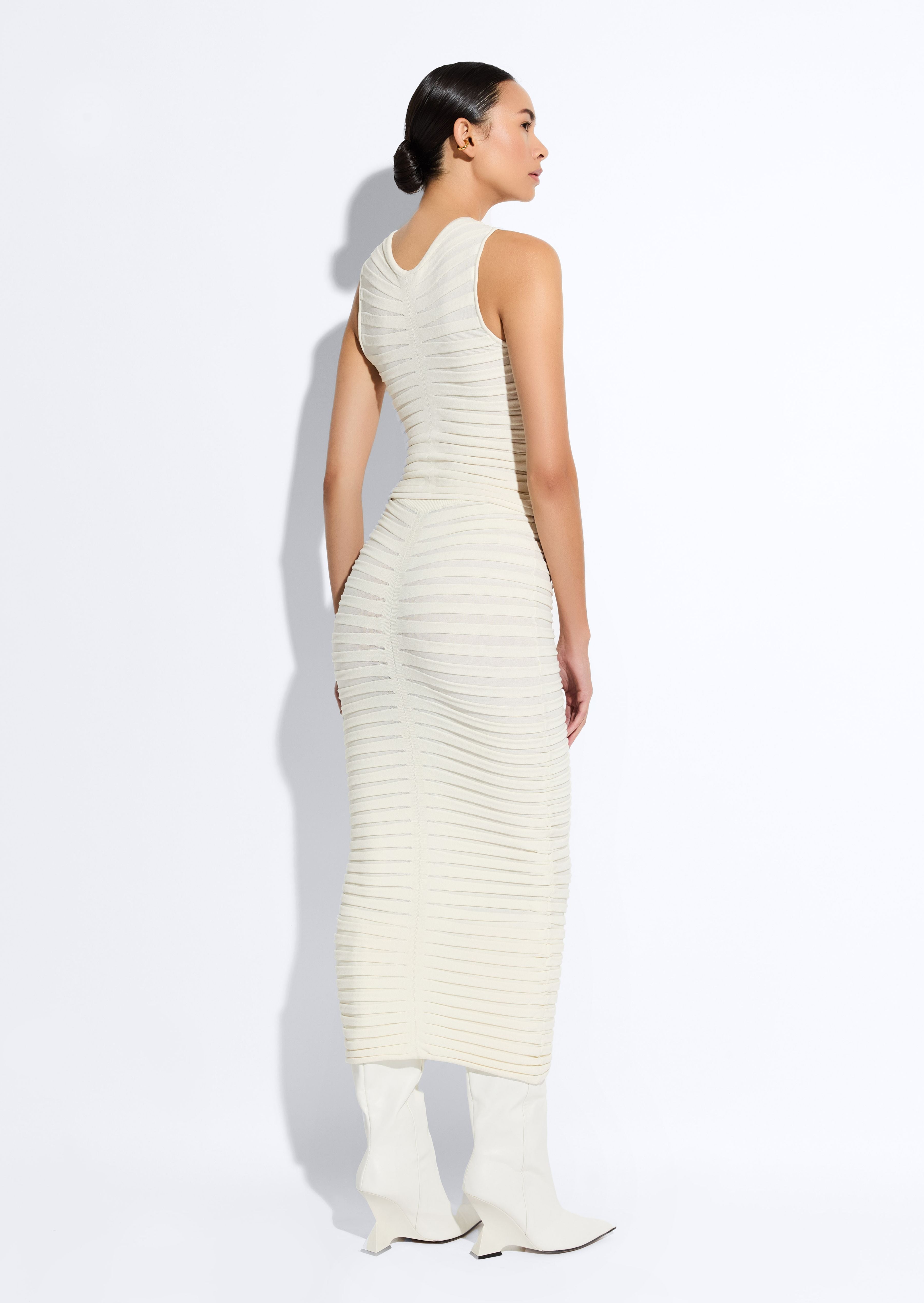 Matte Viscose Wide Ribbed Skirt