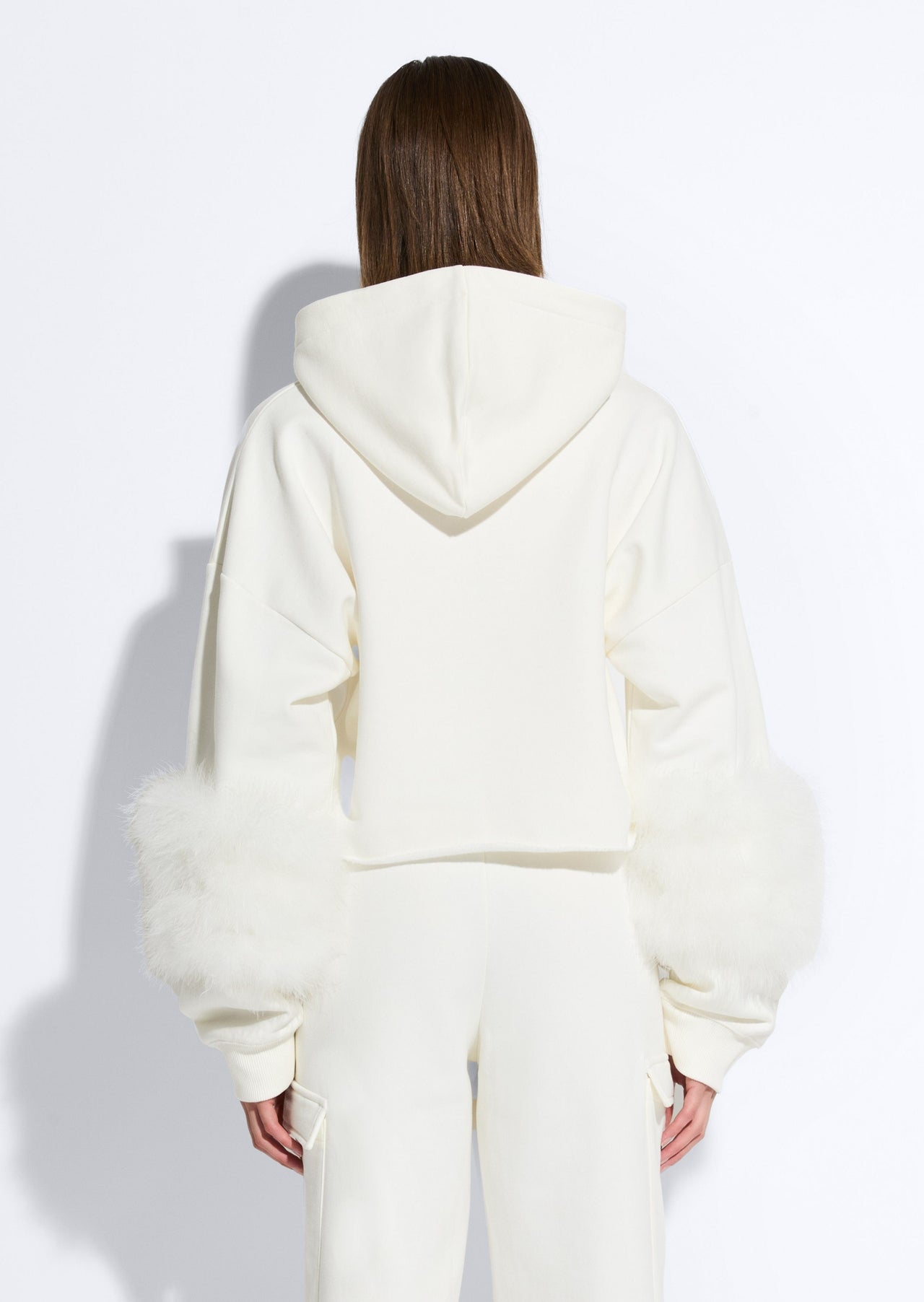 Cotton Sweatshirt With Marabou Feathers