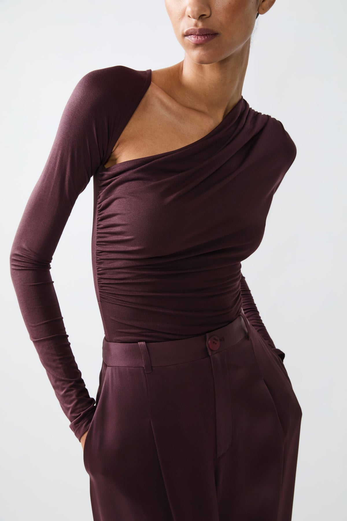 Modal Jersey Asymmetrical Ruched Top - LAPOINTE