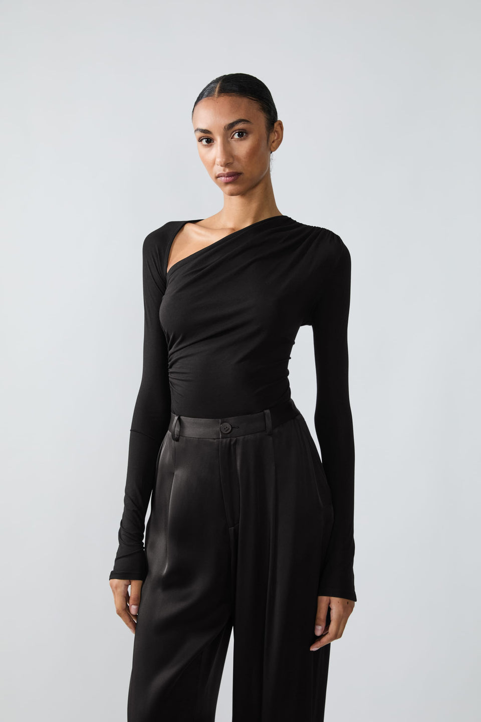Modal Jersey Asymmetrical Ruched Top - LAPOINTE