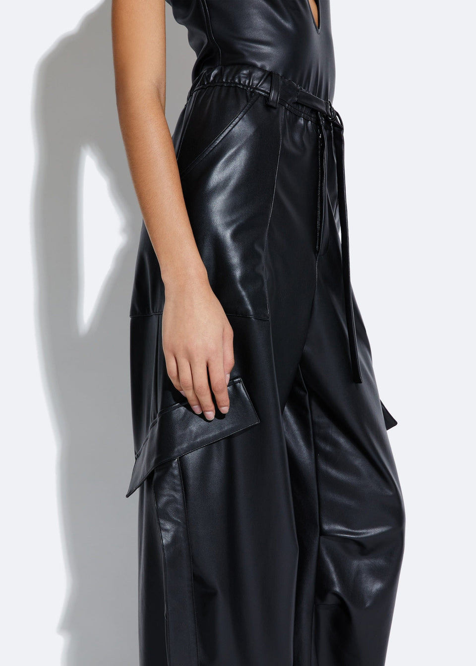Stretch Faux Leather Utility Pant - LAPOINTE