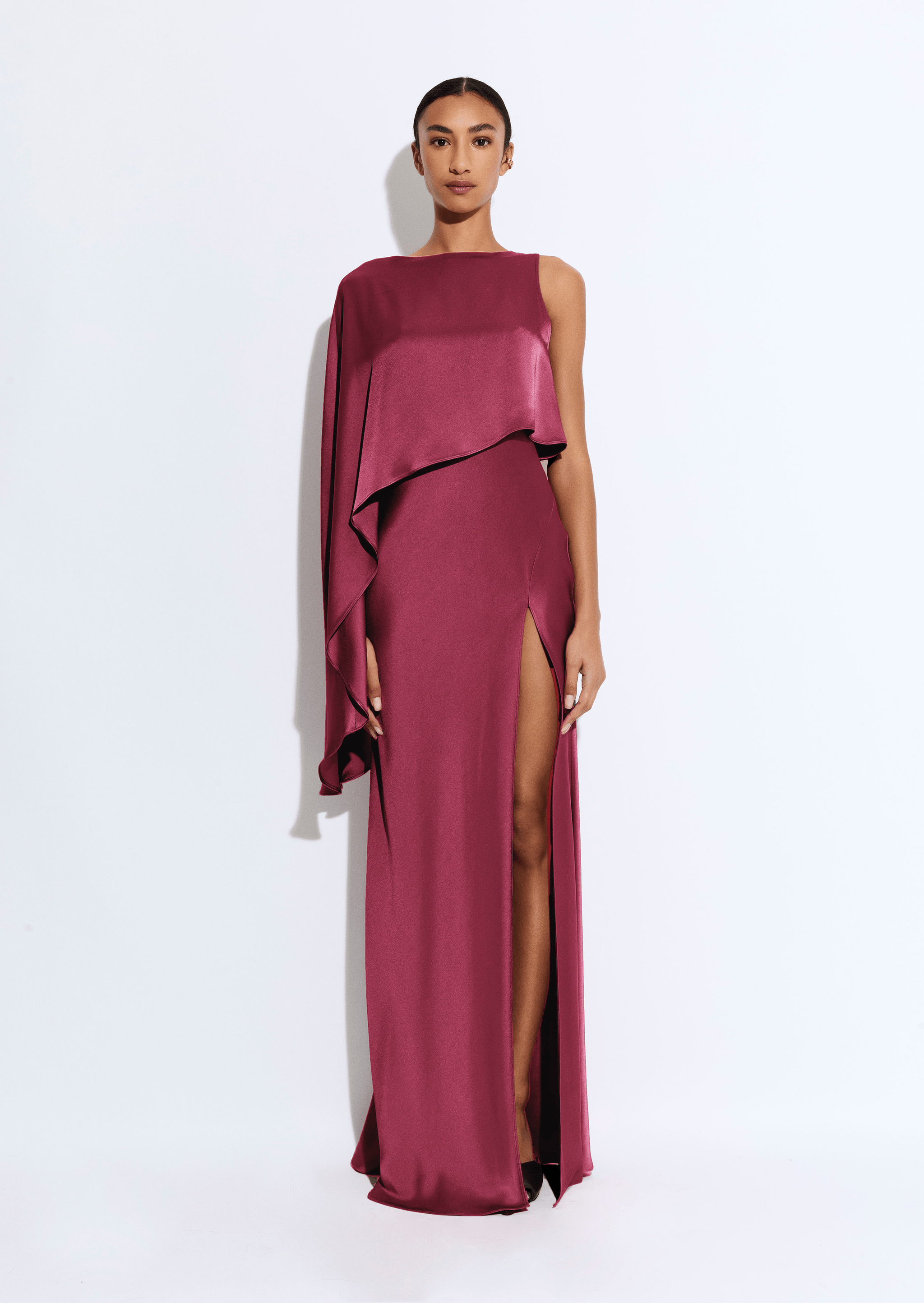 Satin Asymmetric Draped Gown - LAPOINTE
