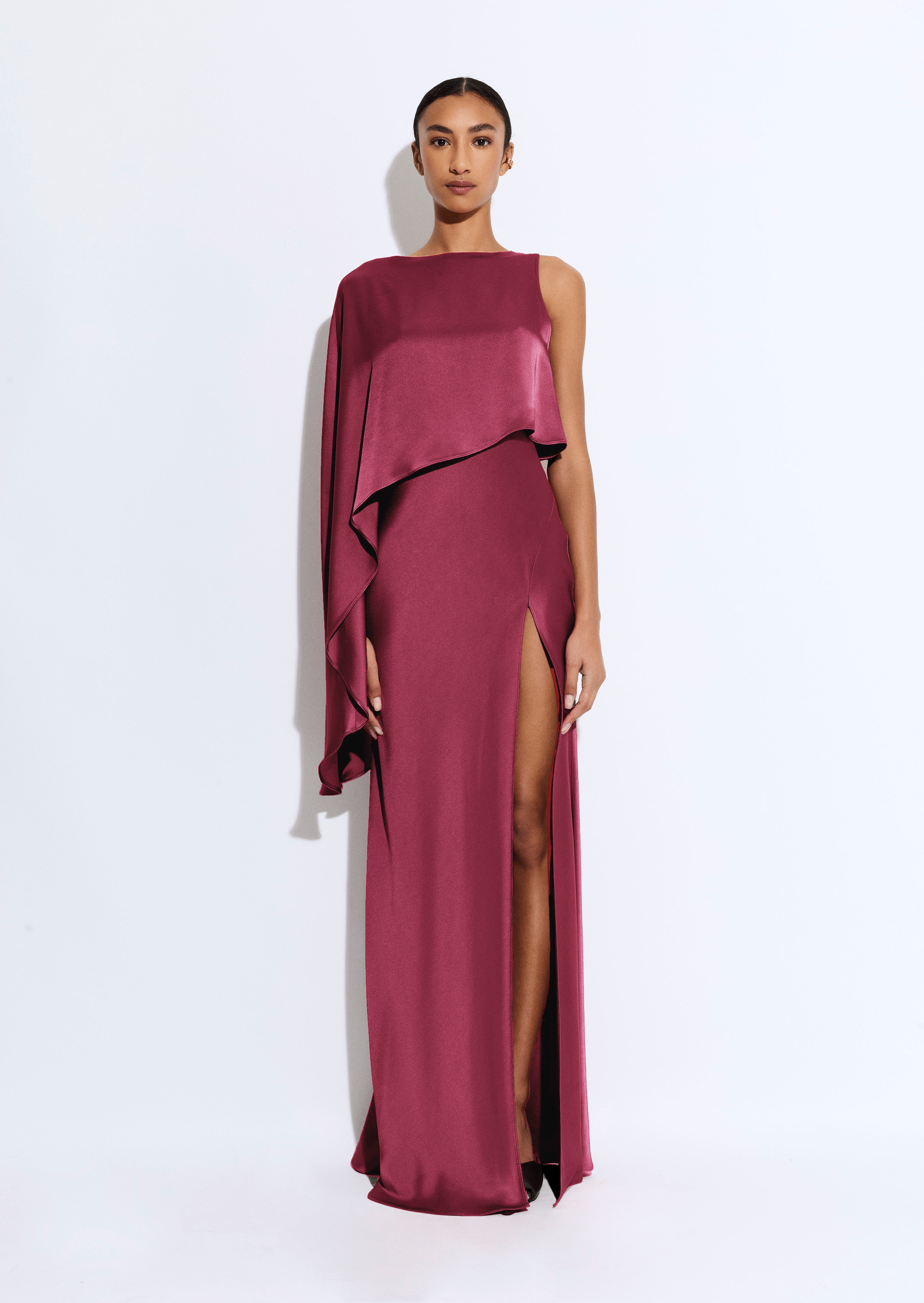 Satin Asymmetric Draped Gown - LAPOINTE