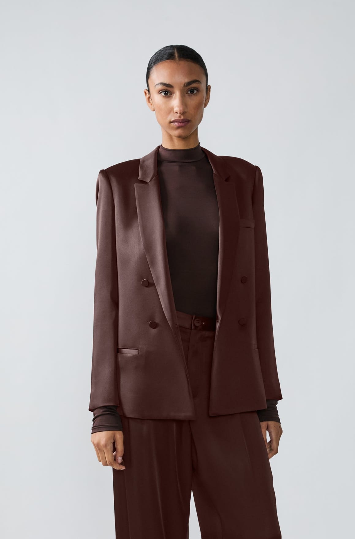 Satin Double Breasted Blazer - LAPOINTE