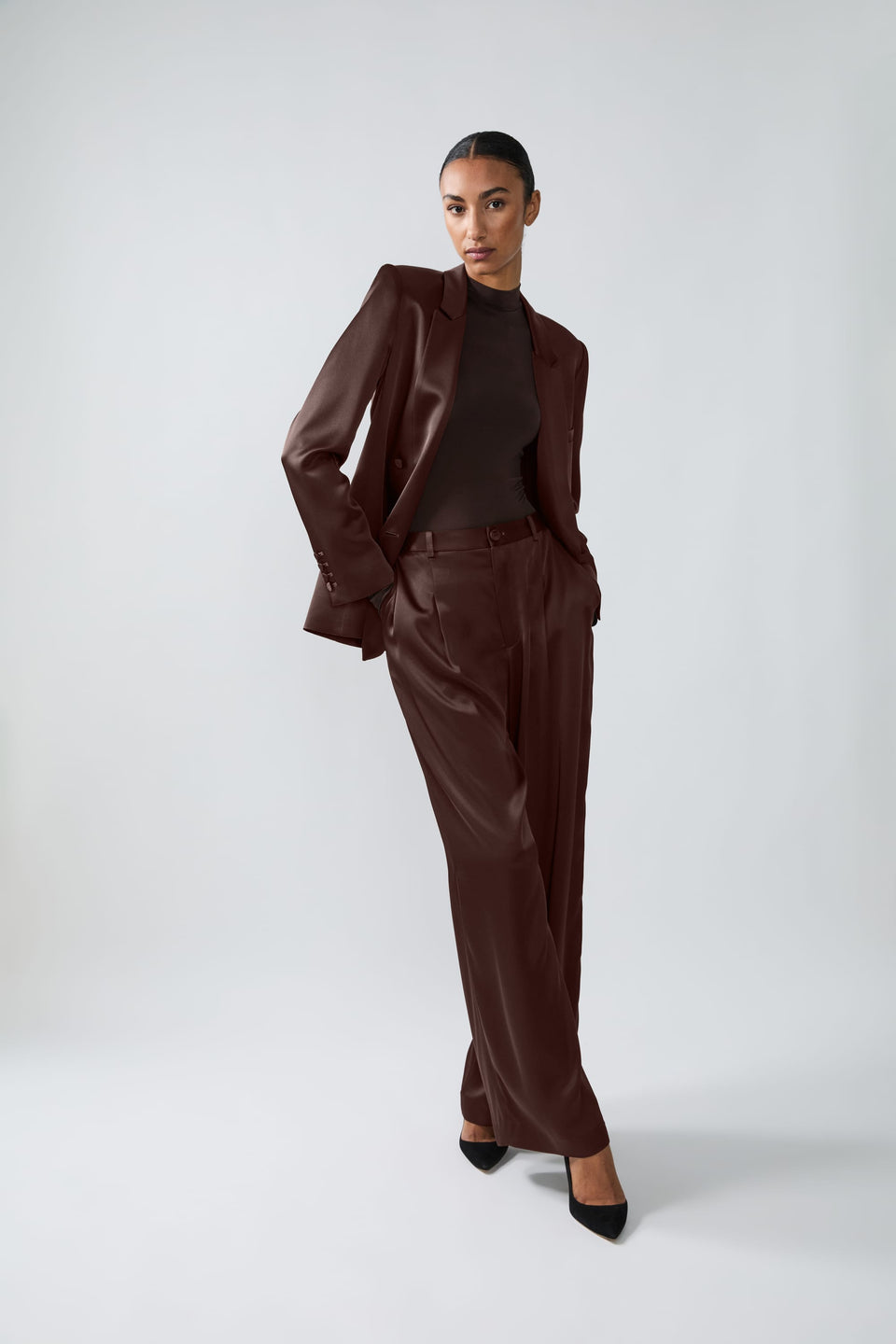 Satin Double Breasted Blazer - LAPOINTE