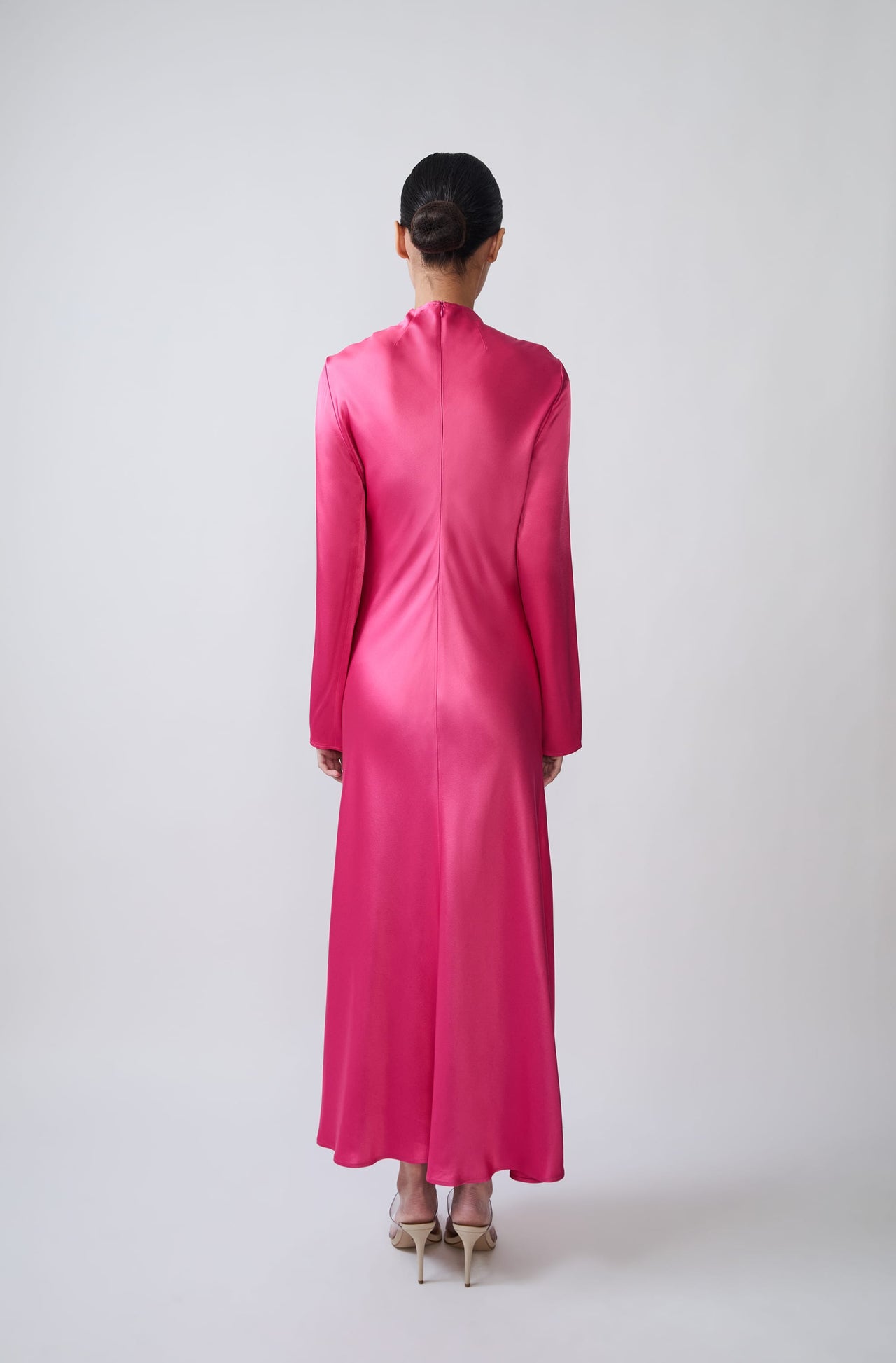 Satin Draped Neck Bias Dress - LAPOINTE