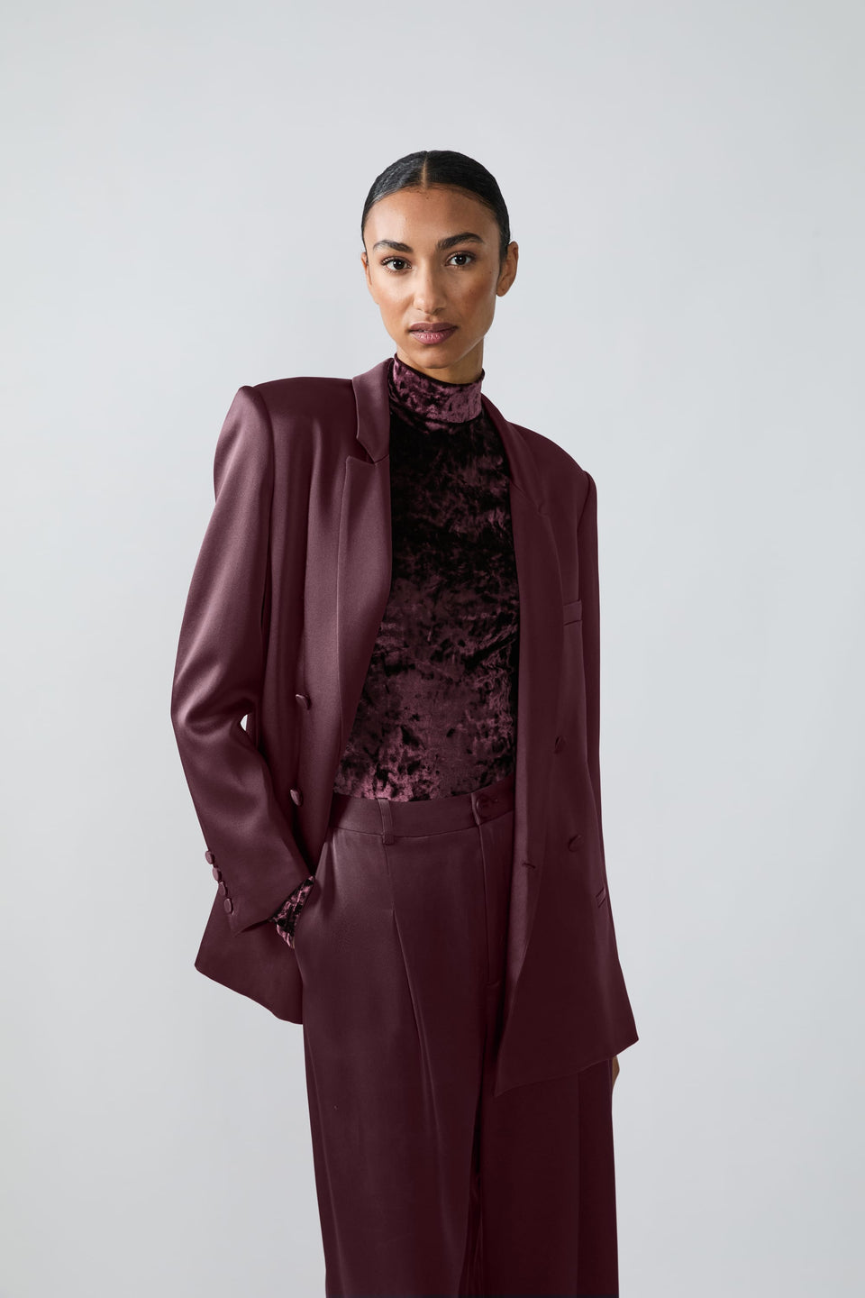 Satin Double Breasted Blazer - LAPOINTE