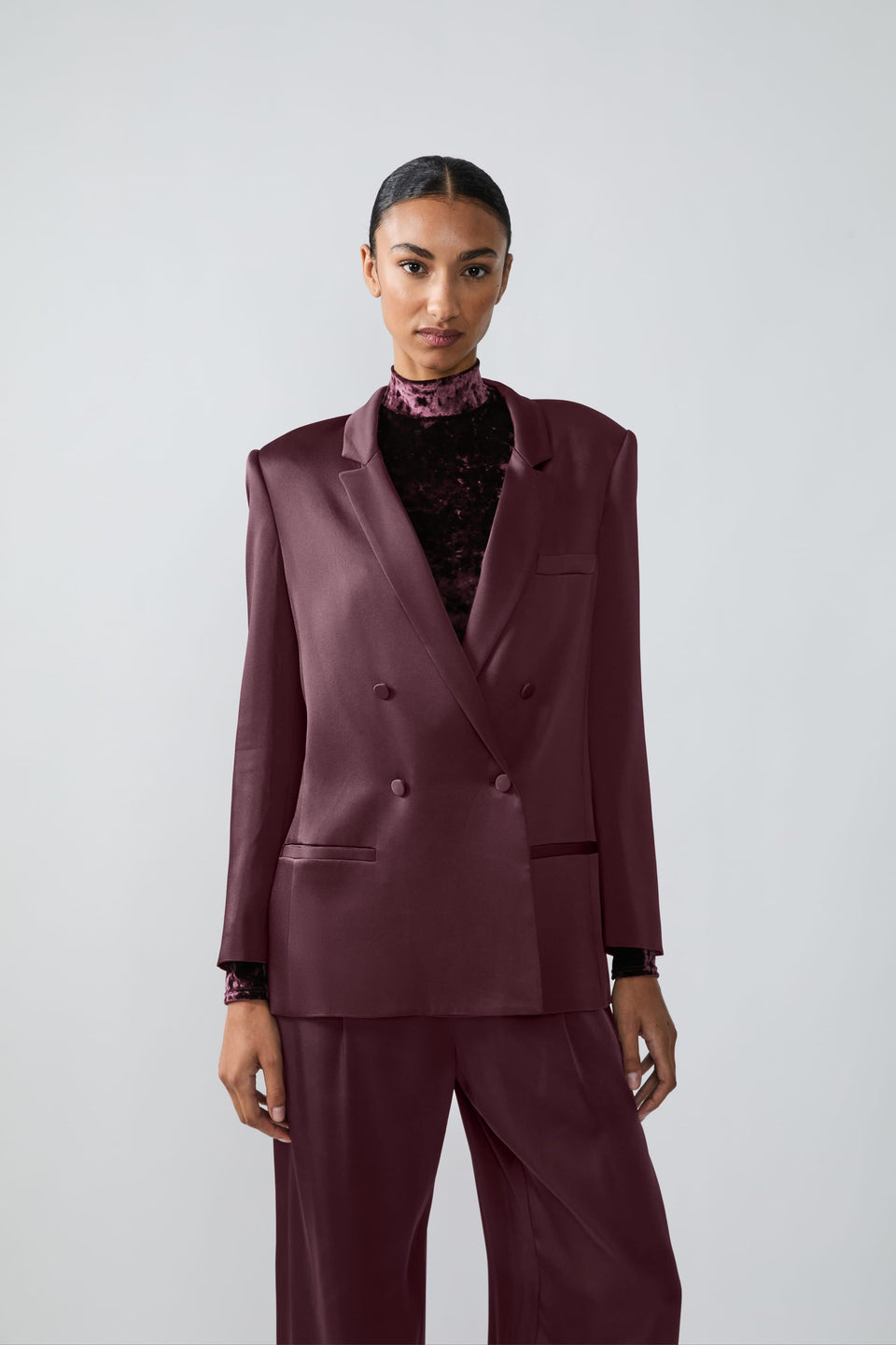 Satin Double Breasted Blazer - LAPOINTE