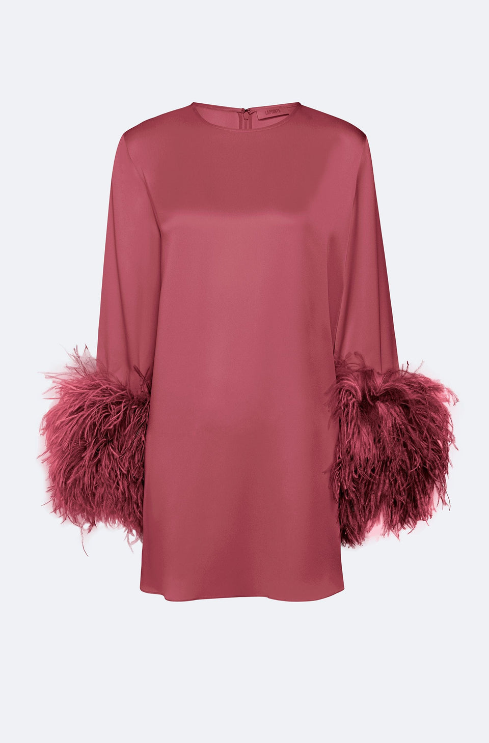Satin Shift Dress With Feathers - LAPOINTE