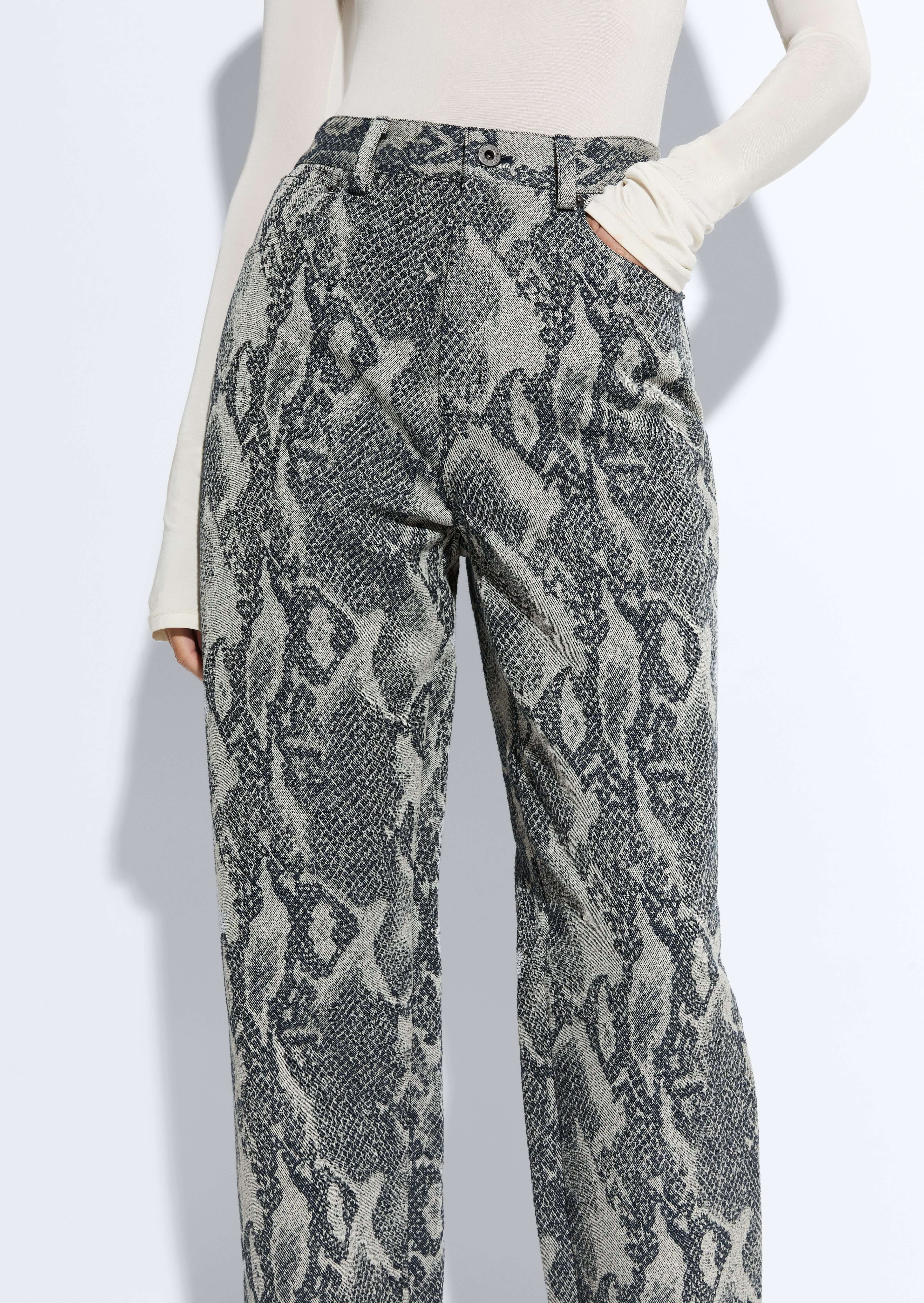 Snake Denim Straight Leg Pant in Snake White | LAPOINTE