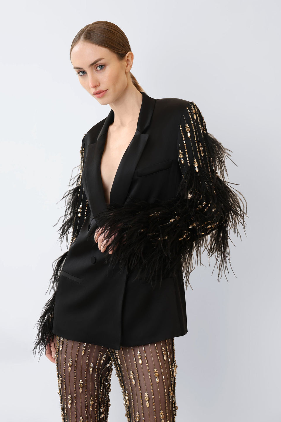 Deco Stripe Embroidery Flare Pant