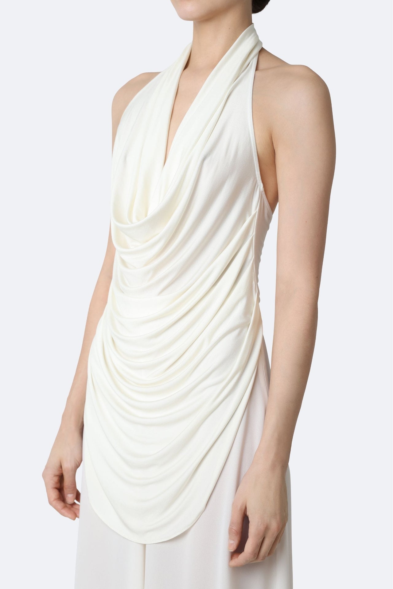 Jersey Draped Cowl Neck Top