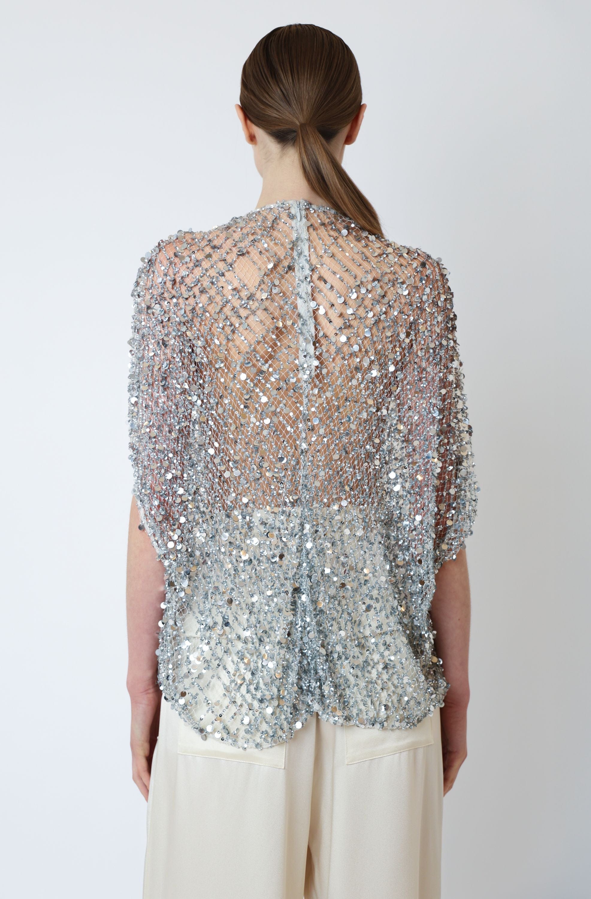Net Mesh Sequin Cape Tee - LAPOINTE