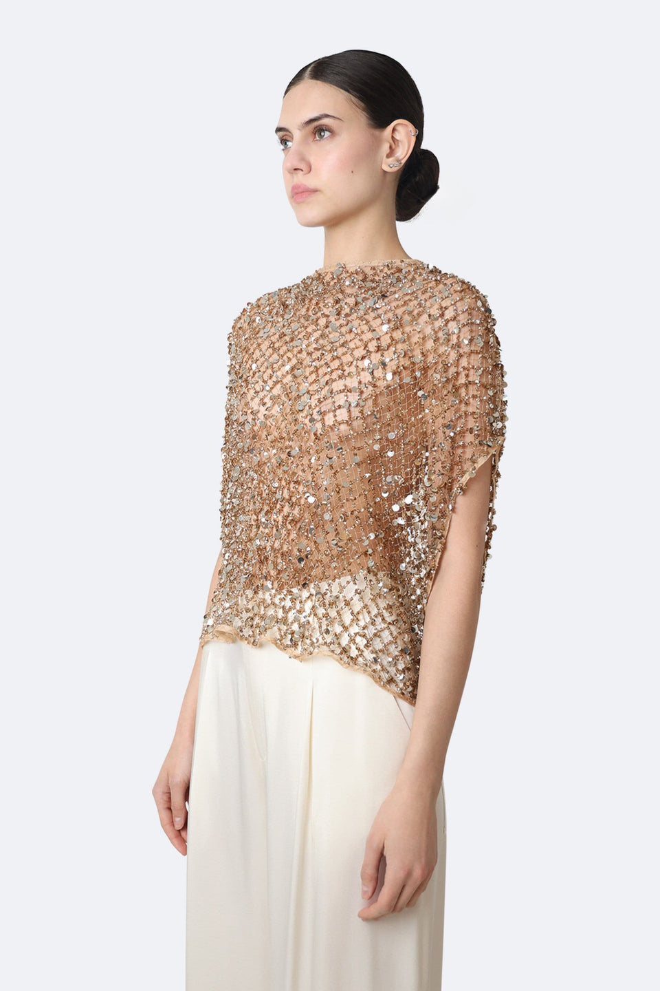 Net Mesh Sequin Cape Tee