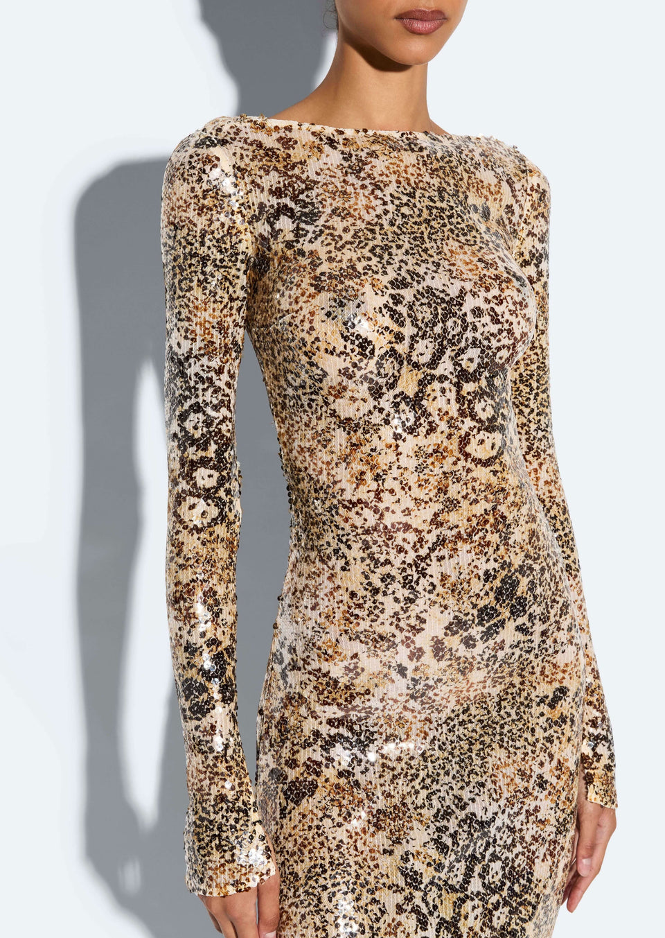 Leopard Sequin Boatneck Gown - LAPOINTE