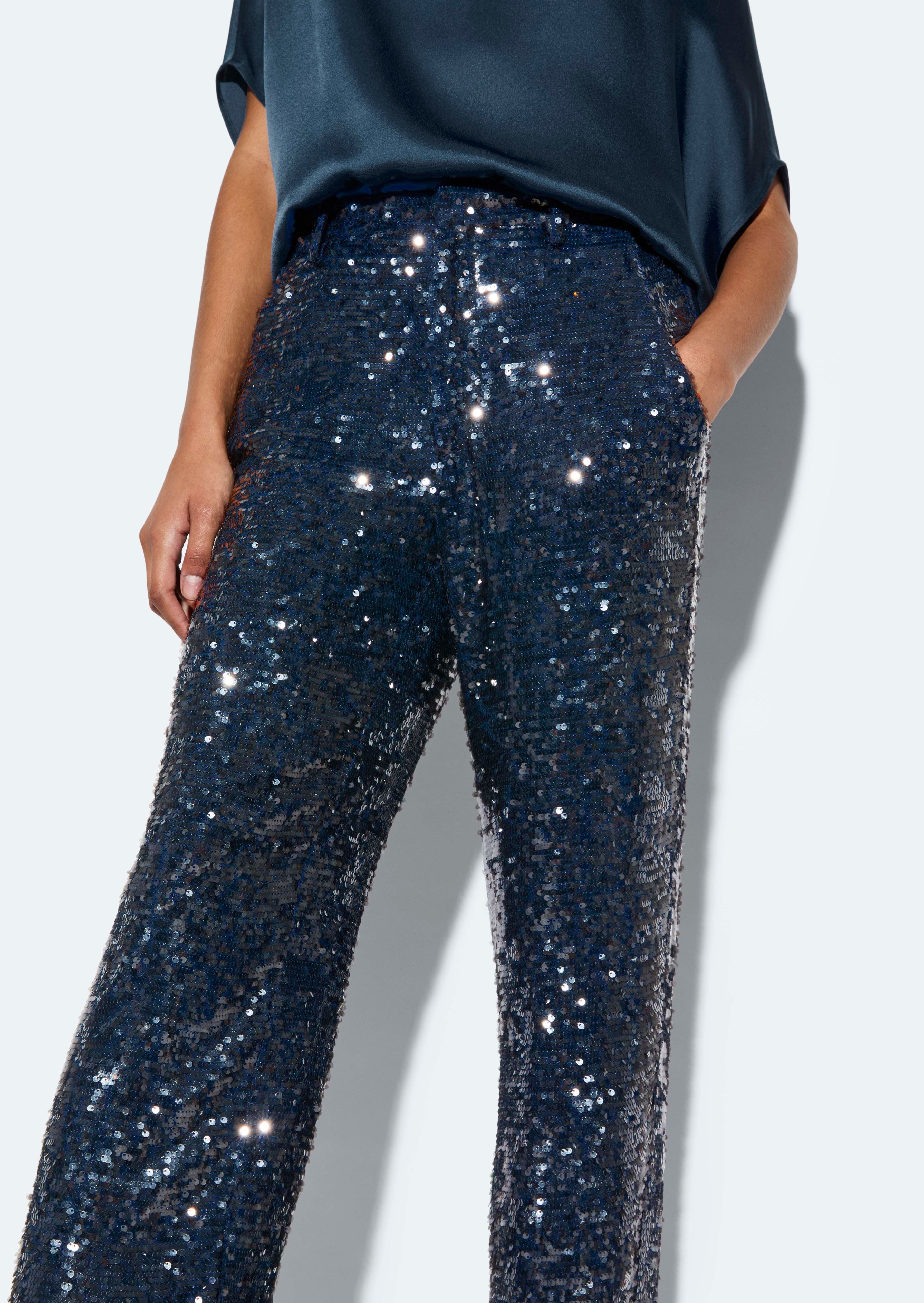 Sequin Tapered Pleated Pant