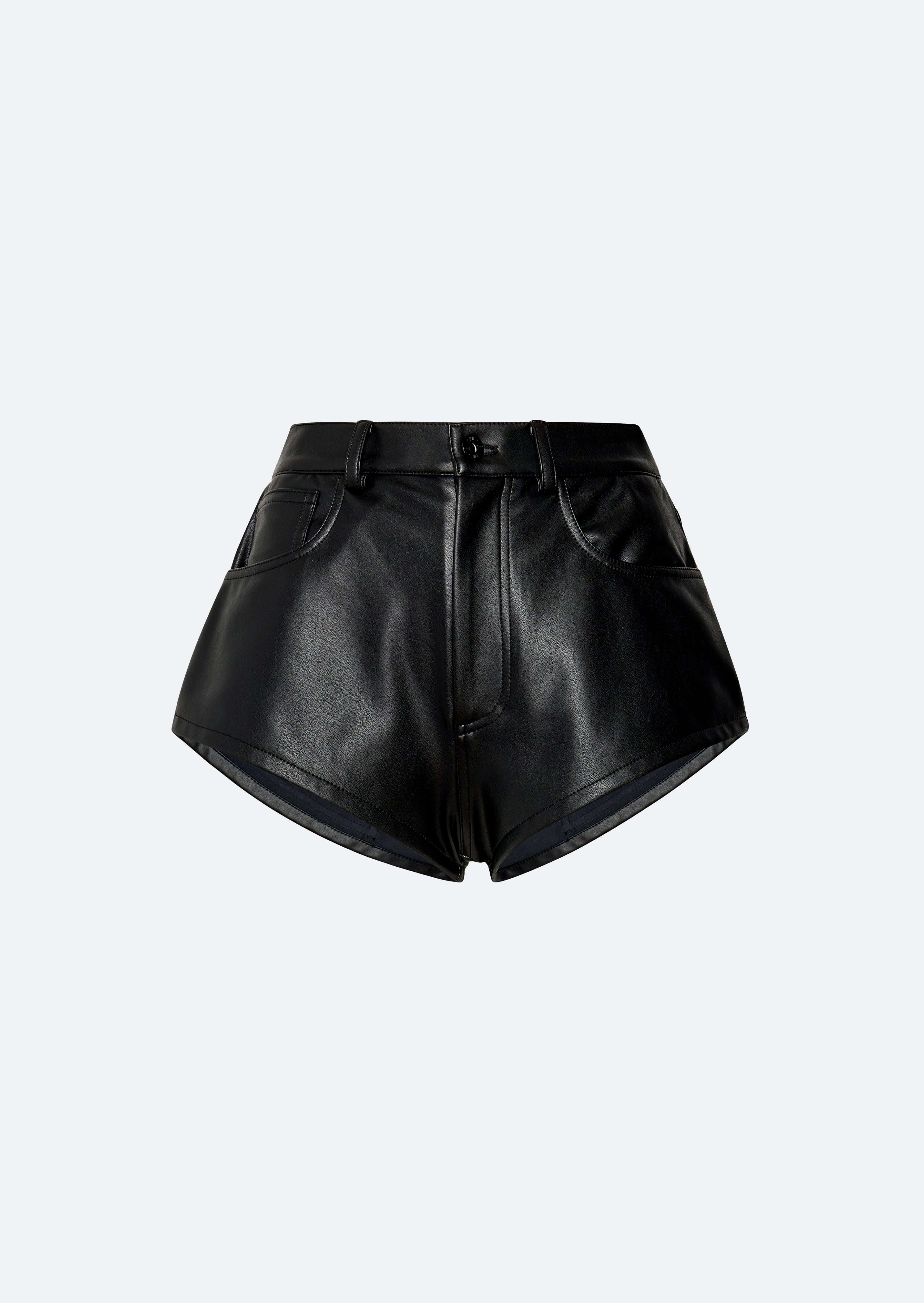 Stretch Faux Leather Mini Short