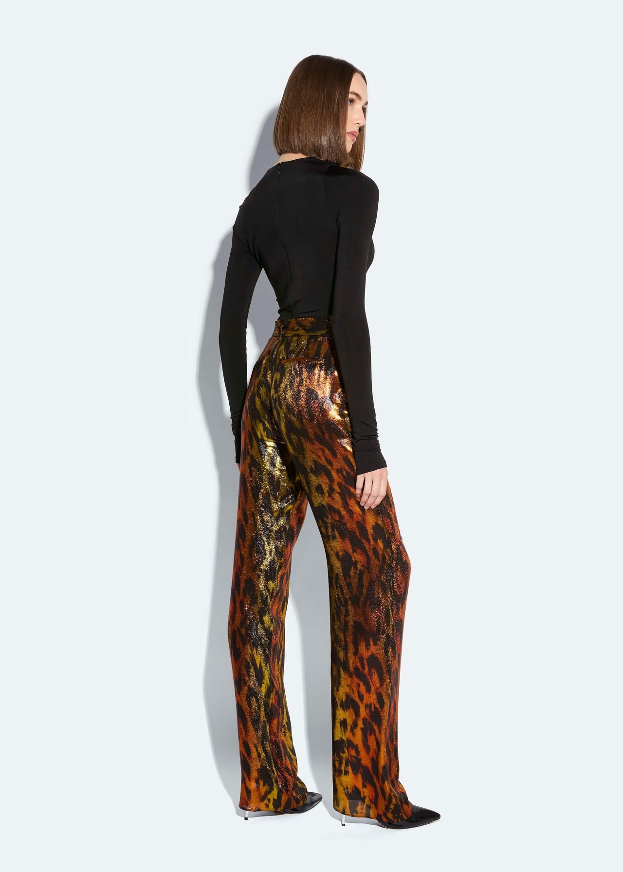 Lurex Leopard Belted Pant