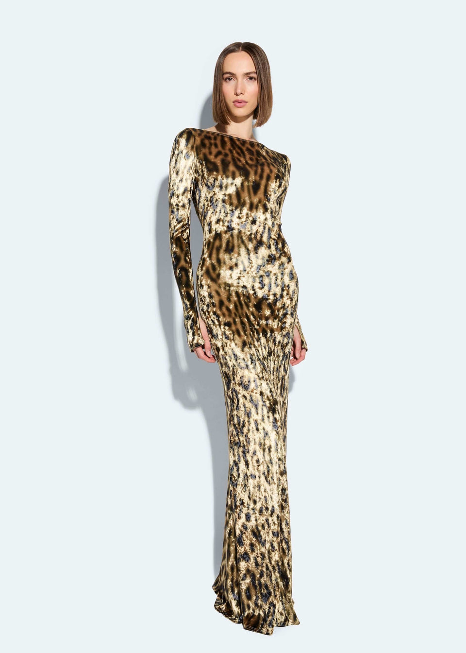 Velvet Leopard Boatneck Gown