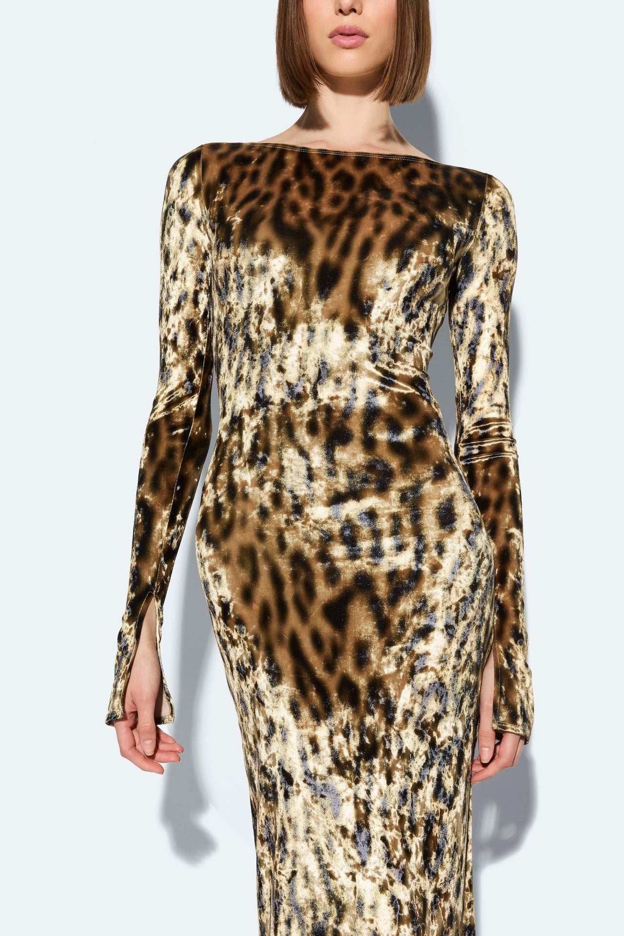 Velvet Leopard Boatneck Gown