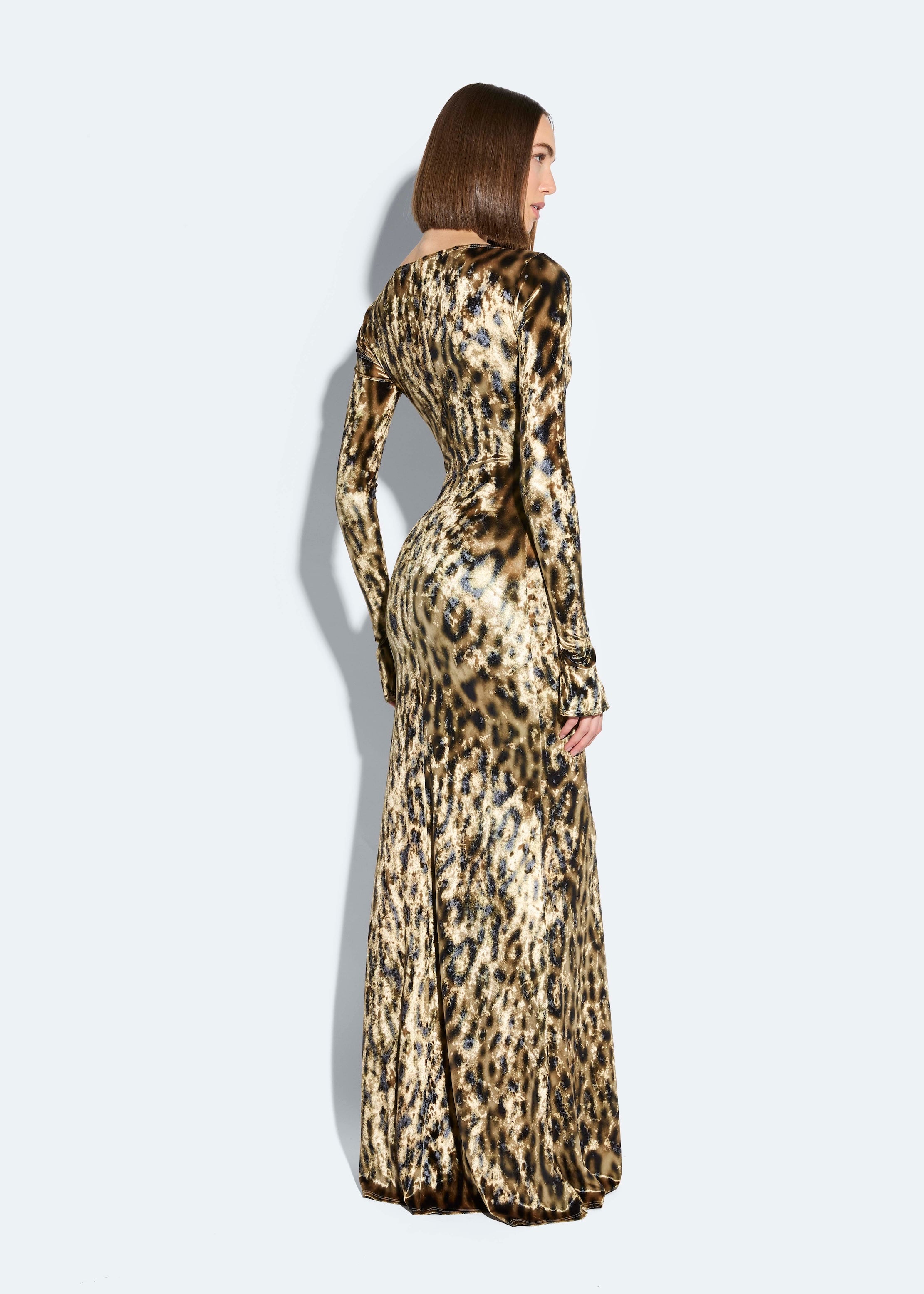 Velvet Leopard Boatneck Gown