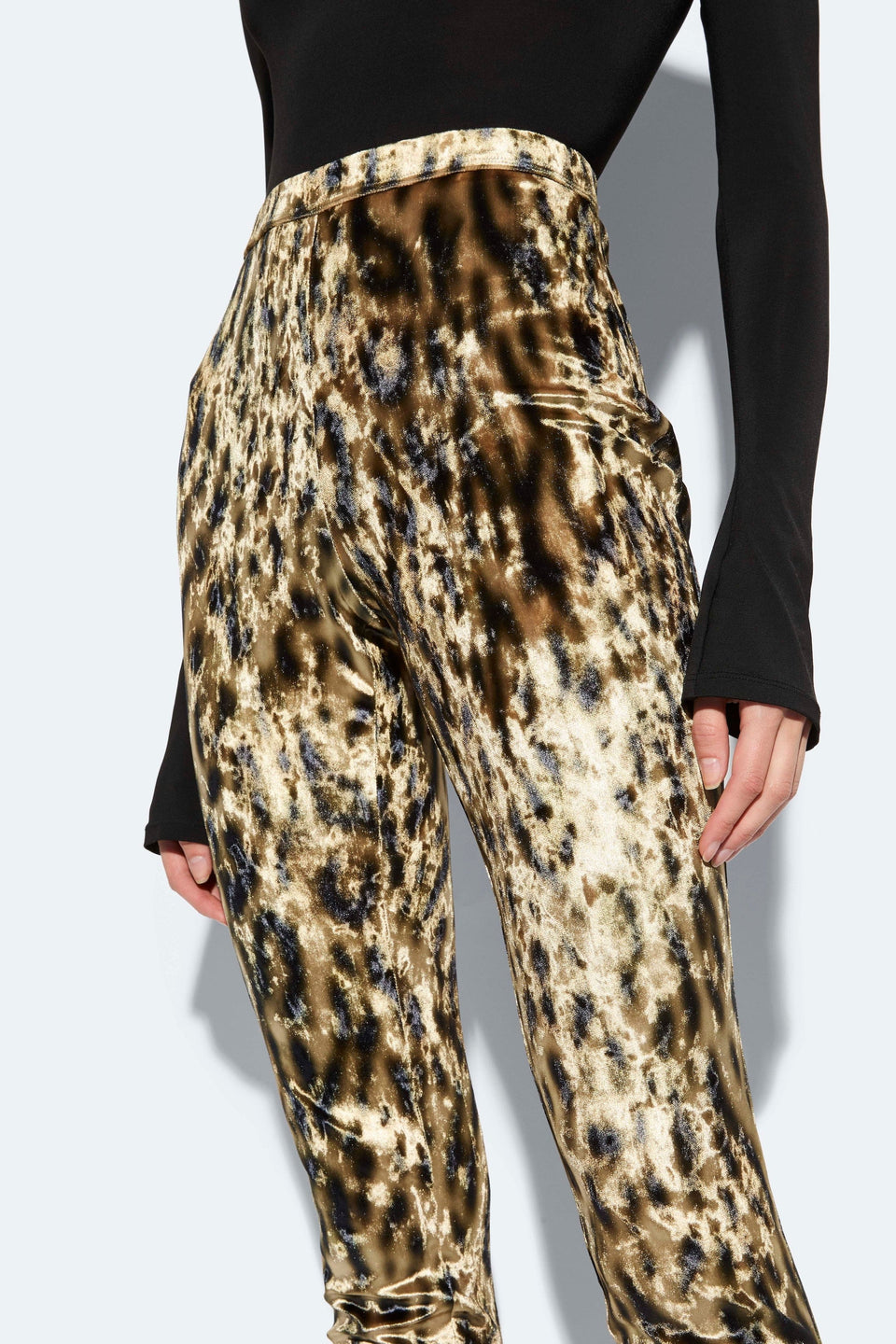 Velvet Leopard Split Hem Legging