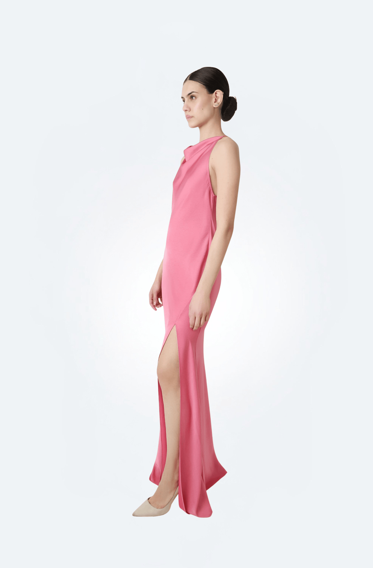 Lightweight Satin Halter Gown - LAPOINTE