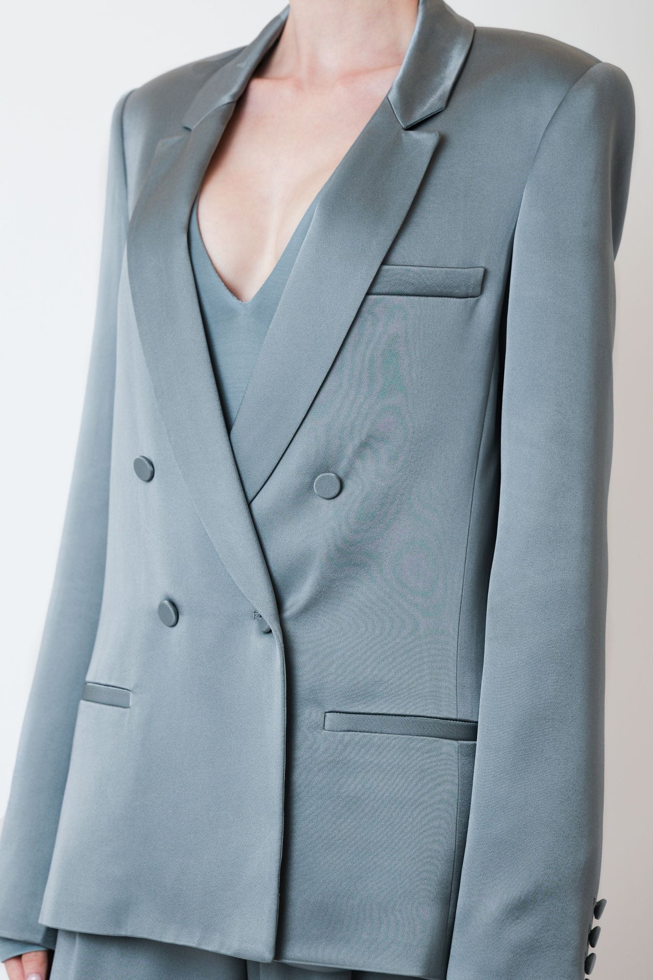 Satin Double Breasted Blazer