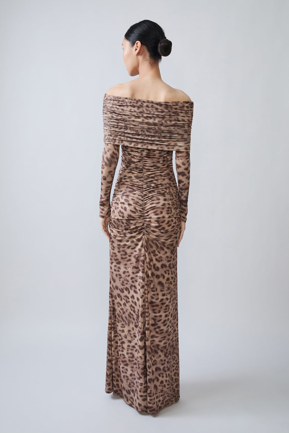 Printed Jersey Off The Shoulder Gown