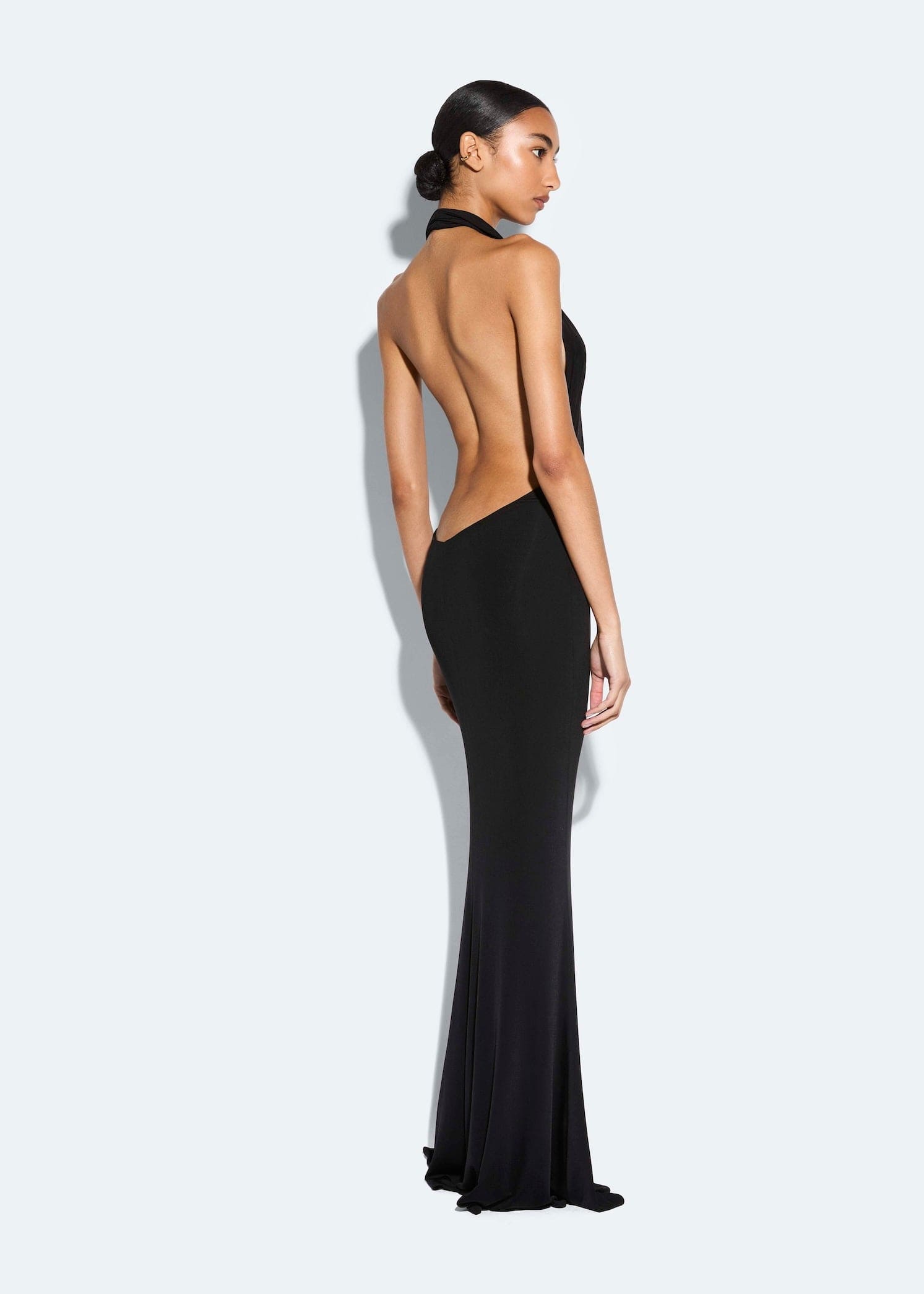 Jersey Cowl Neck Gown in Black Black | LAPOINTE